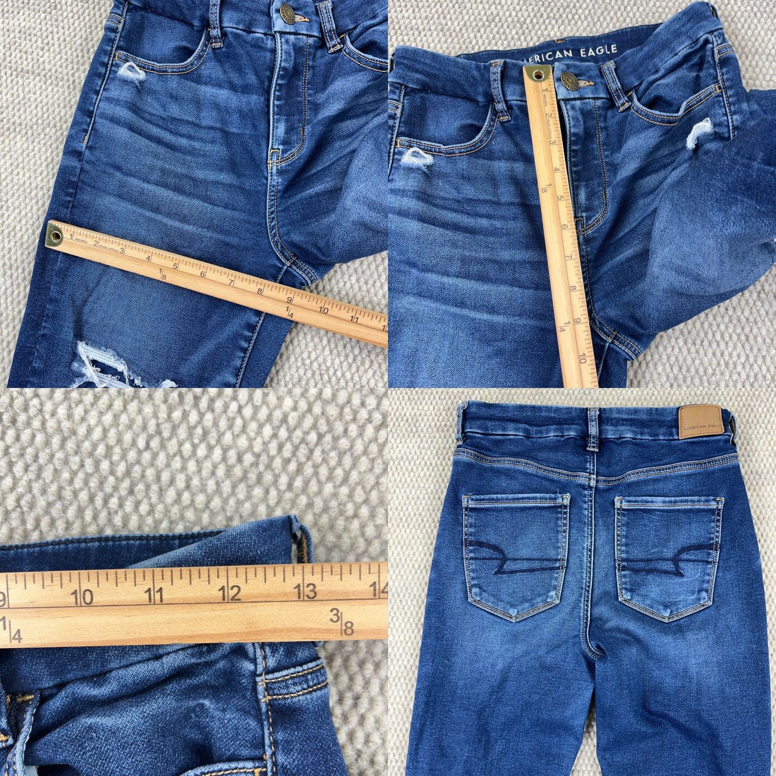 American Eagle Outfitters American Eagle Outfitters Jeans Women 4 Curvy High Rise Jegging Distressed Holes Blue 5-Pocket Regular Inseam 28 in Mens Womens Girls Boys Size 27" / US 4 / IT 40 - 9 Thumbnail