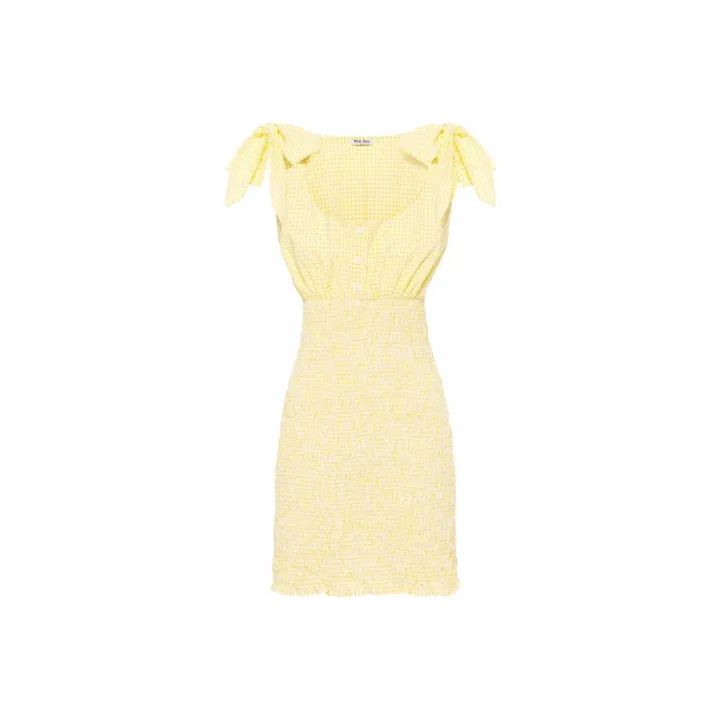 Miu Miu Miu Miu SS22 Yellow Gingham Sleeveless Dress 0079 Size S / US 4 / IT 40 - 1 Thumbnail