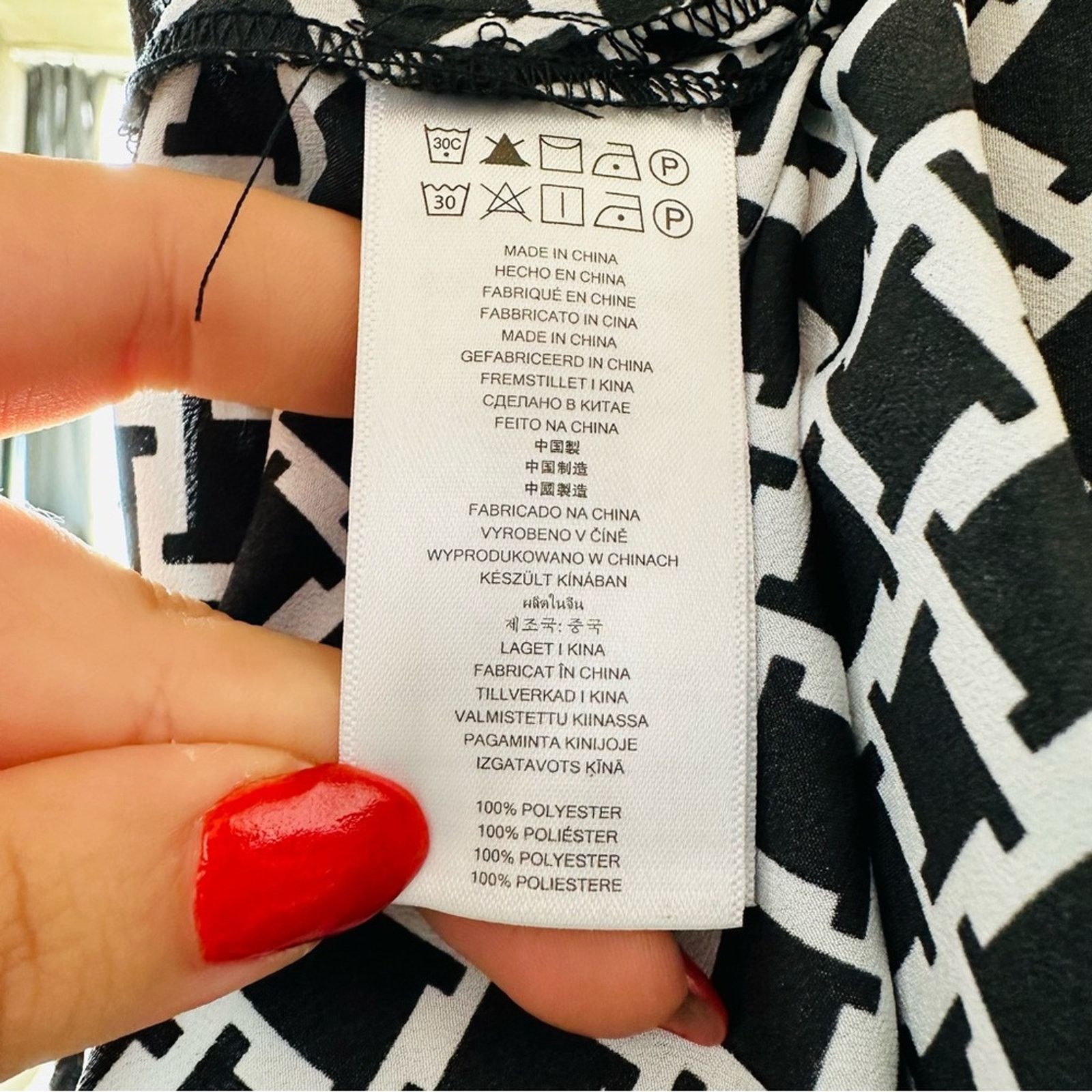 Michael Kors MICHAEL KORS Black White Print Tie Tunic Blouse Top Shirt Size XXL / US 16-18 / IT 52-54 - 6 Thumbnail