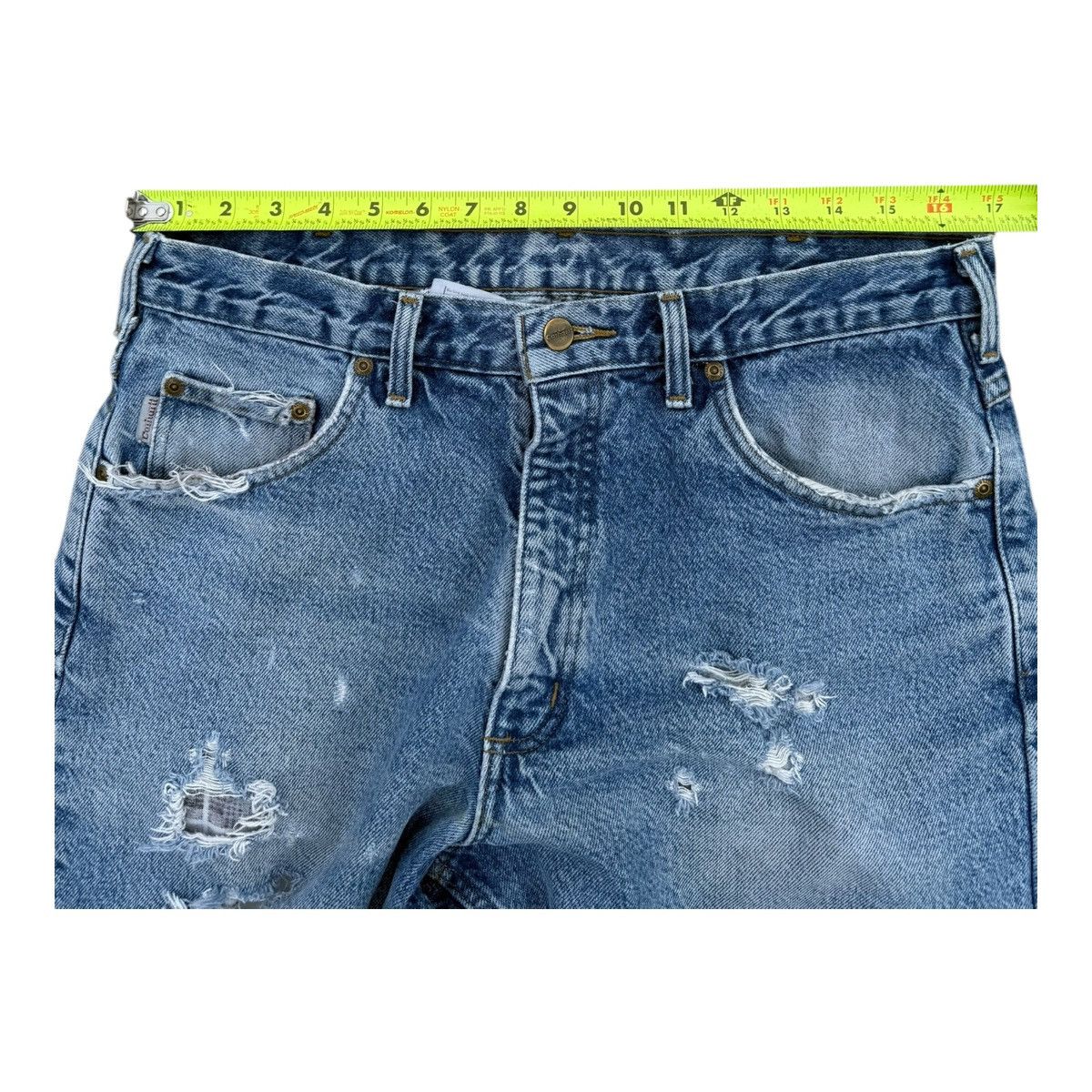 Carhartt Carhartt B21 DST Distressed Flannel-Lined Denim Jeans 34x30 Size US 34 / EU 50 - 10 Thumbnail
