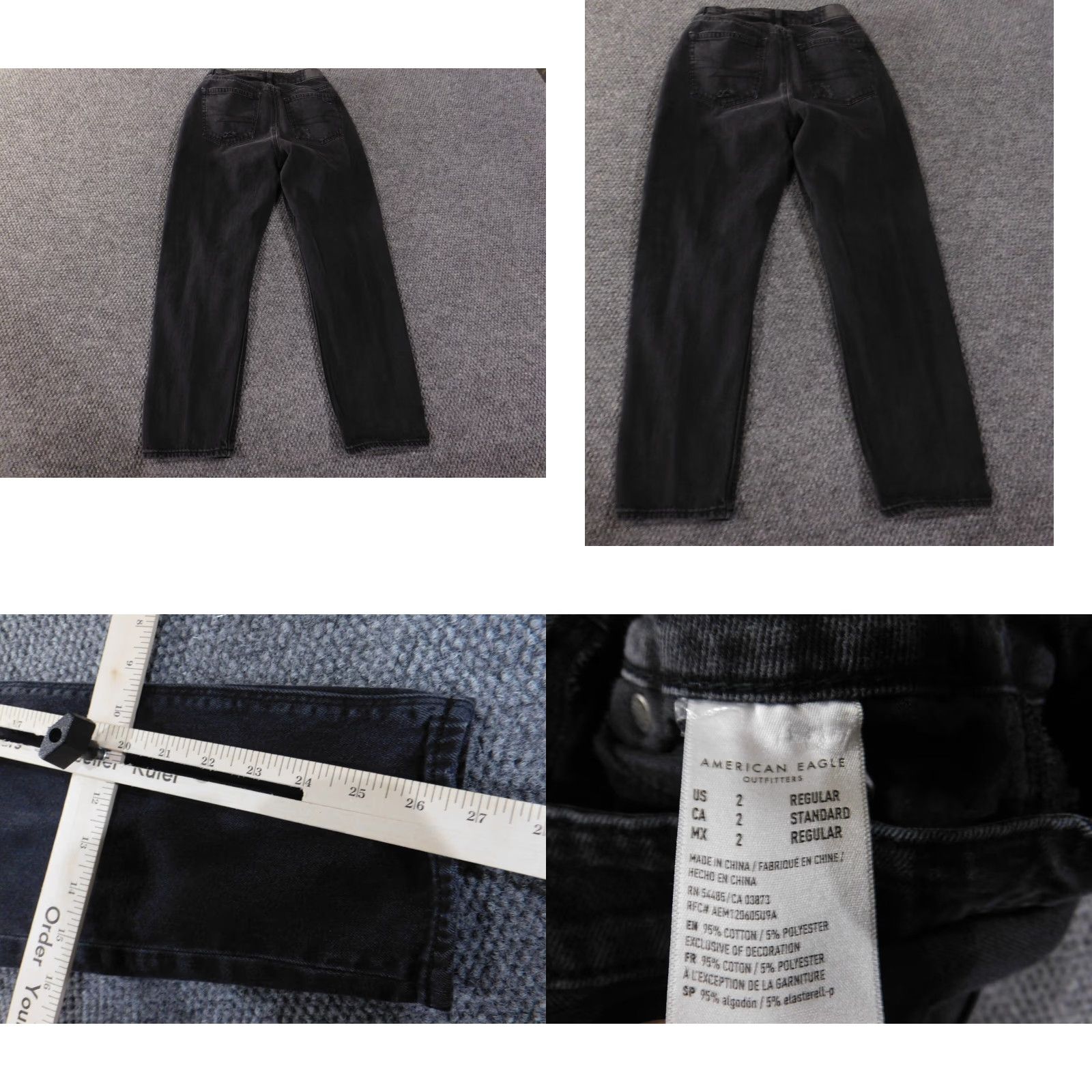American Eagle Outfitters American Eagle Jeans Womens Regular Size 2 Black Distressed Denim Mom Style 26in Inseam Jeans Mens Women Girls Size 26" / US 2 / IT 38 - 8 Thumbnail