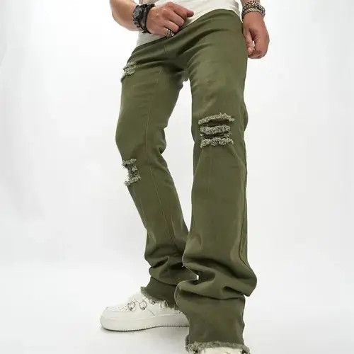 Japanese Brand Knee Holes Ripped Men Slim Fit Jean Size US 34 / EU 50 - 5 Thumbnail