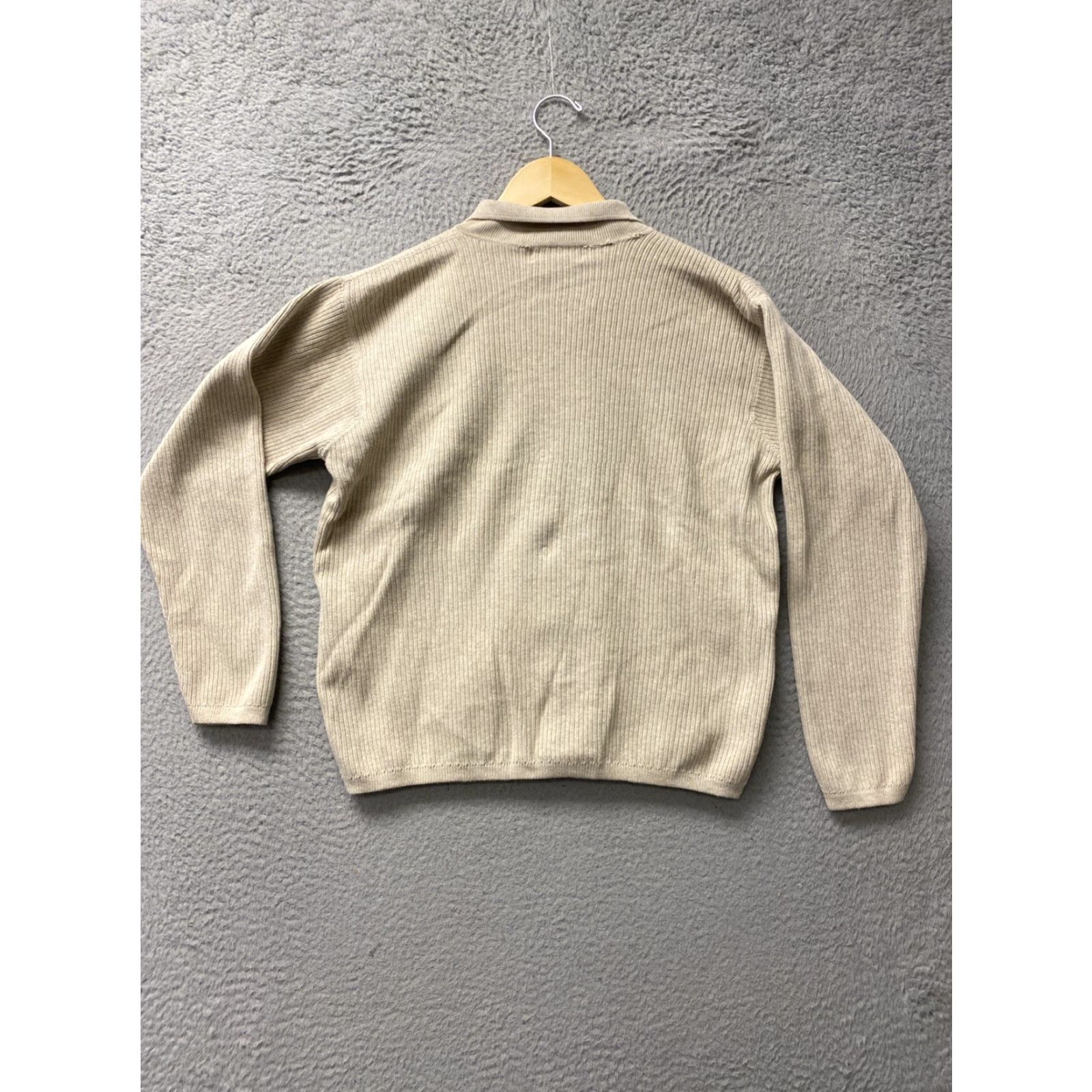 Vintage L.L. Bean Sweater Women’s M Tan Cotton Full Zip Jacket / 156-6 Full Zip Pockets Mock Neck Casual Travel Knit Solid Size M / US 6-8 / IT 42-44 - 6 Thumbnail
