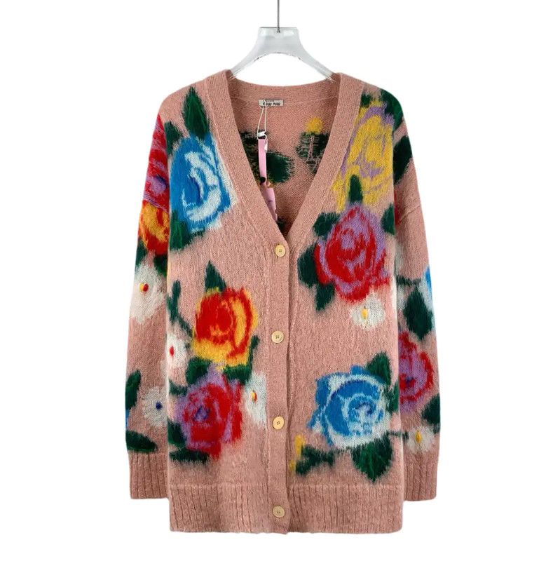 Miu Miu Miu Miu Colorful Mohair Women's Cardigan 0089 Size XS / US 0-2 / IT 36-38 - 1 Thumbnail