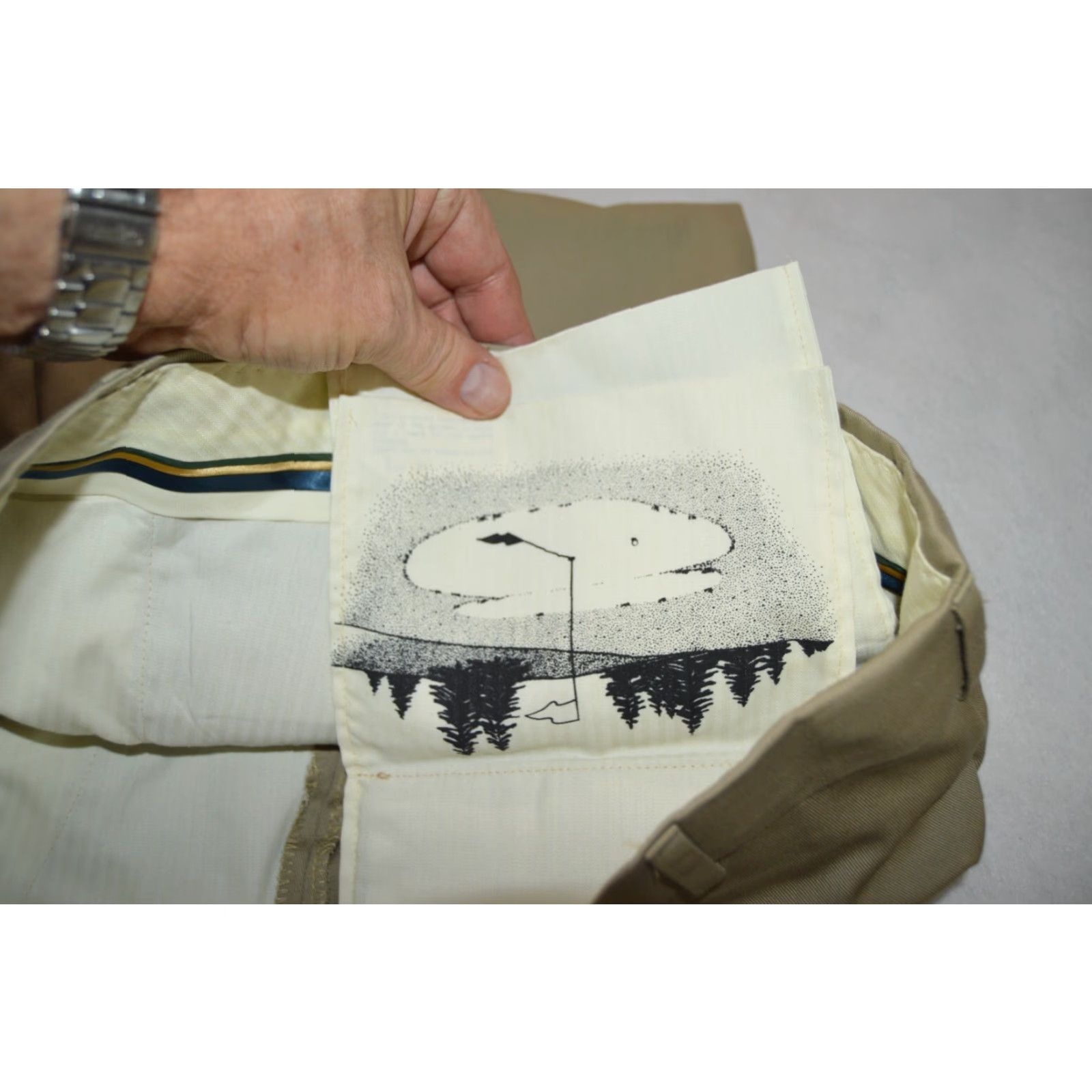 Vintage men's Chino Pants 36 / 30 khaki cotton zipper pockets beige classic Regular Mens Size US 36 / EU 52 - 6 Thumbnail