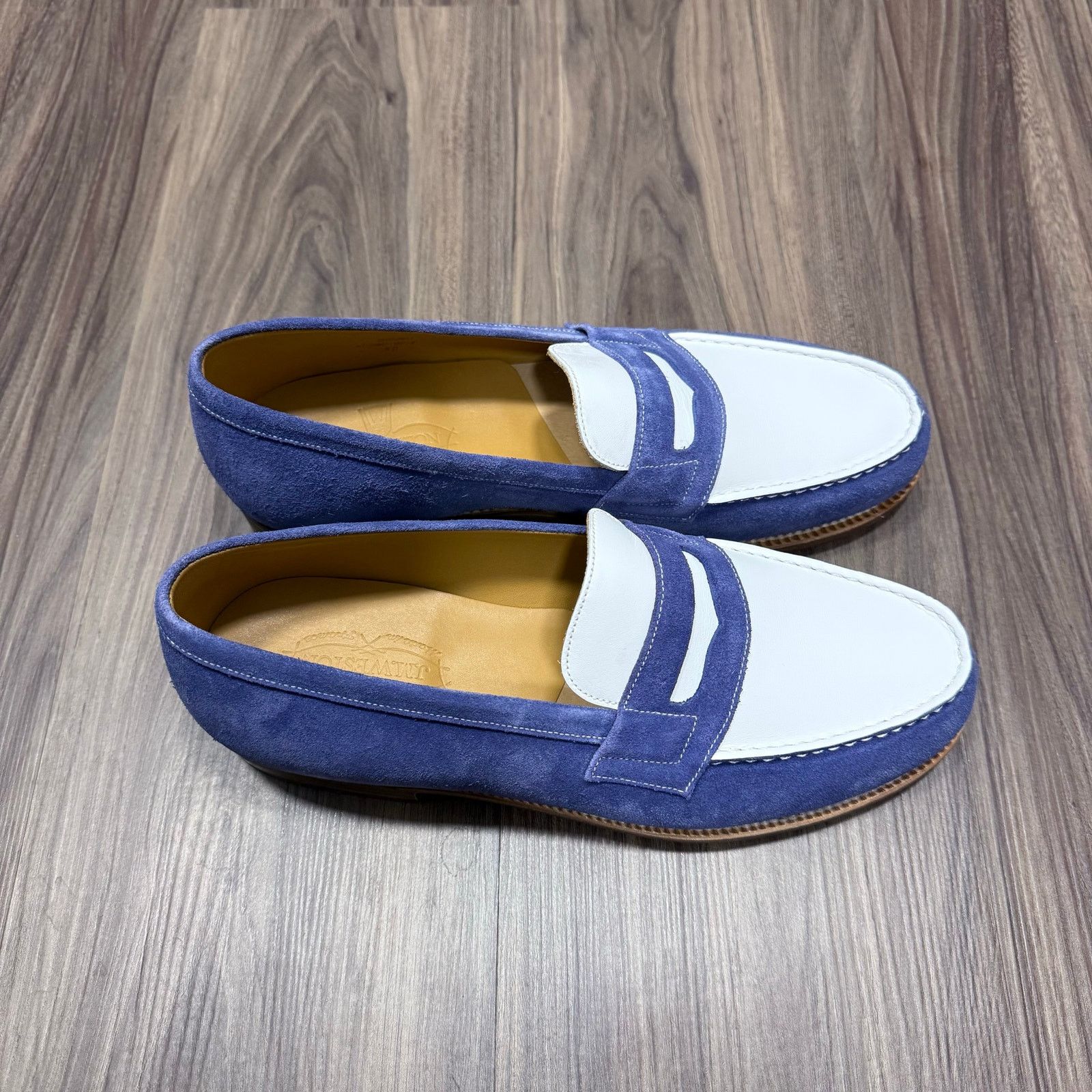 J.M. Weston NIB J.M Weston 180 Blue & White Penny Loafers Size 9US / 8UK Size US 9 / EU 42 - 2 Thumbnail