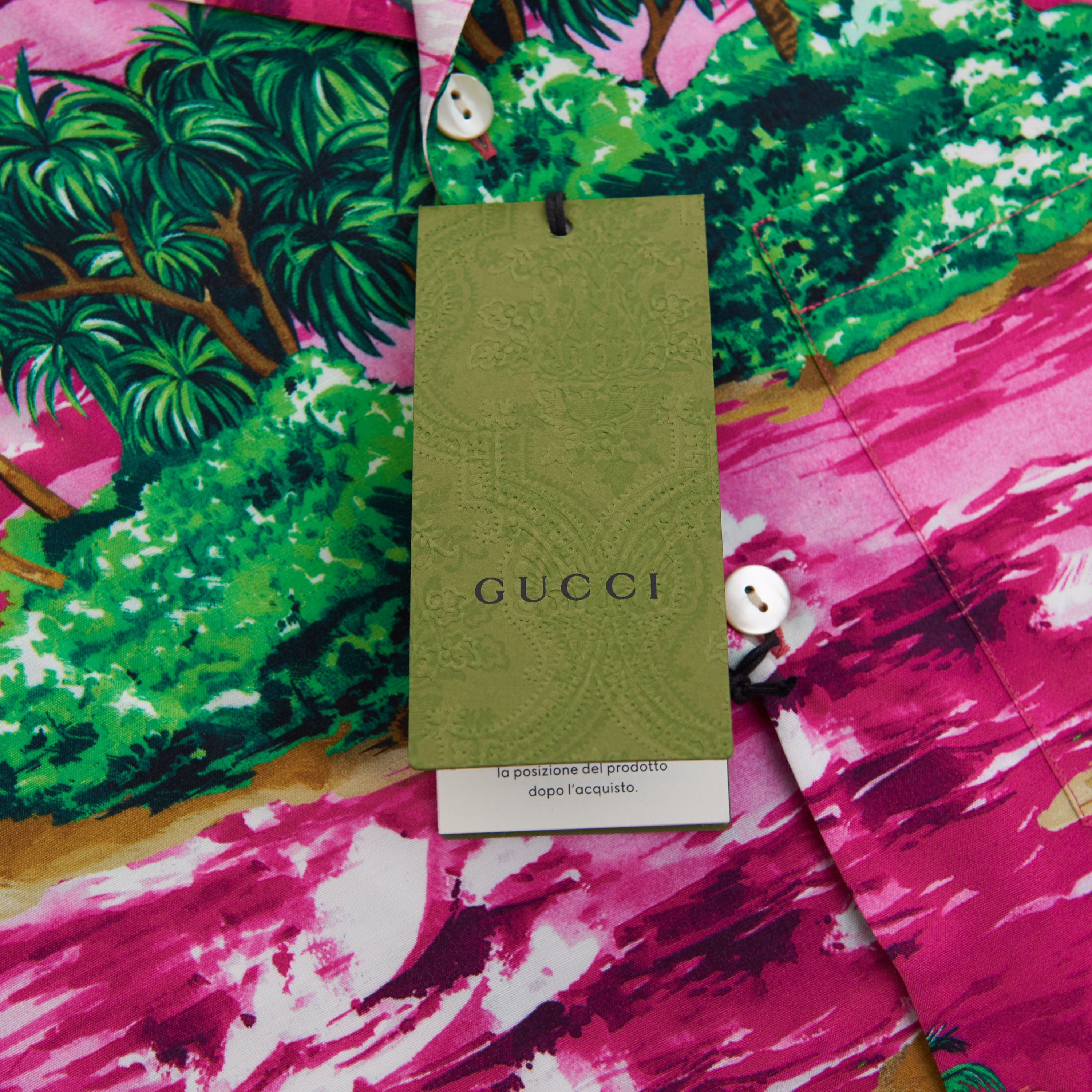Gucci Multicolor Viscose Bowling Shirt With Island Print Size US S / EU 44-46 / 1 - 13 Thumbnail