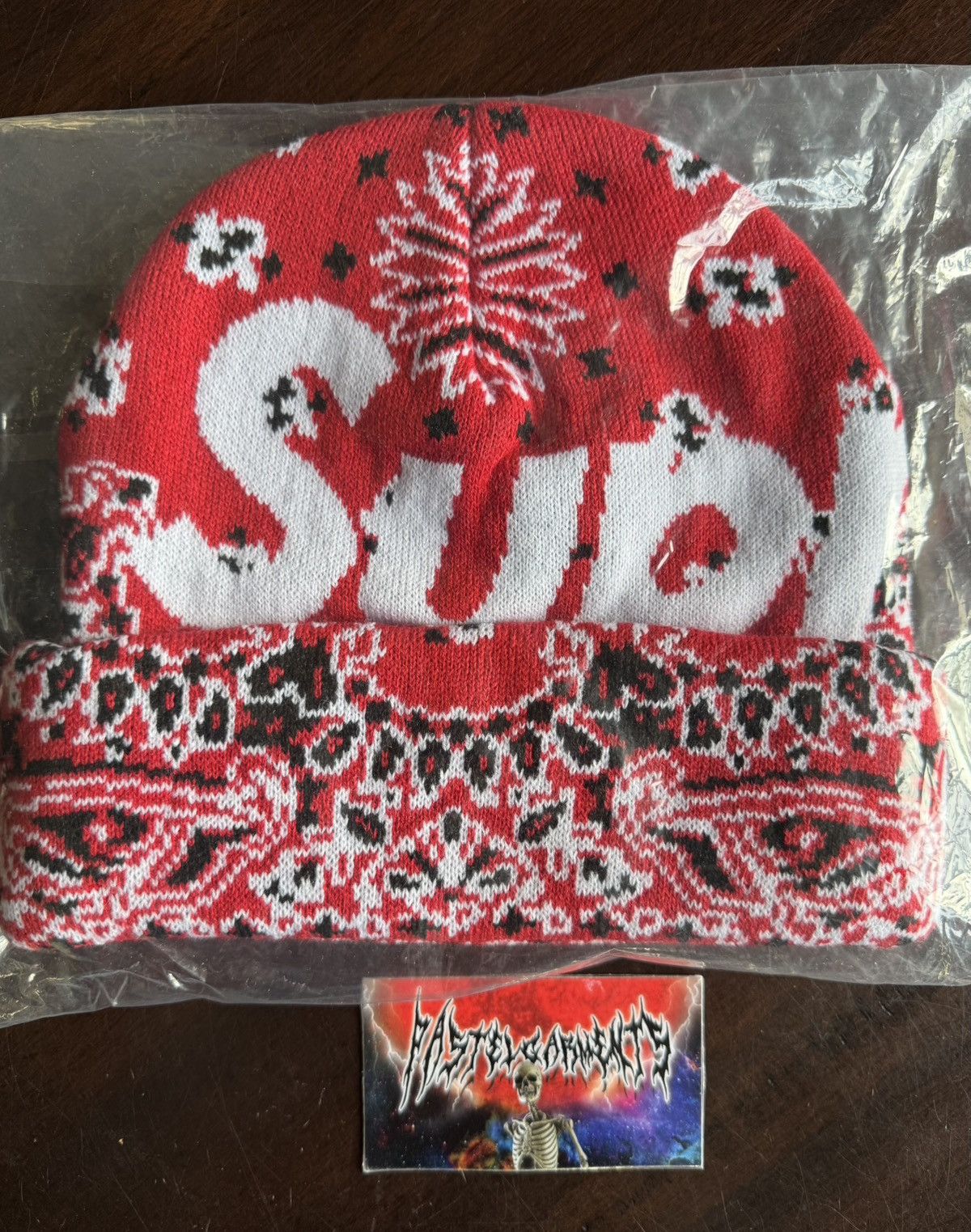 Supreme Supreme Bandana Big Logo Beanie Red | Grailed