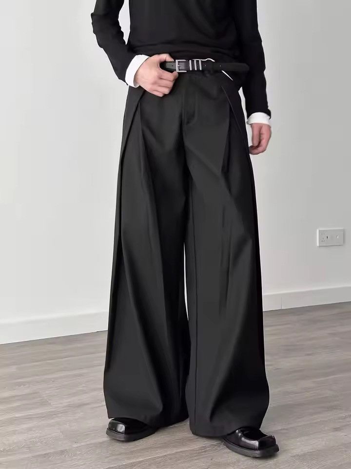 Vintage Black Wide Leg Dress Pants, Pleated Formal Trousers Size US 29 - 4 Thumbnail