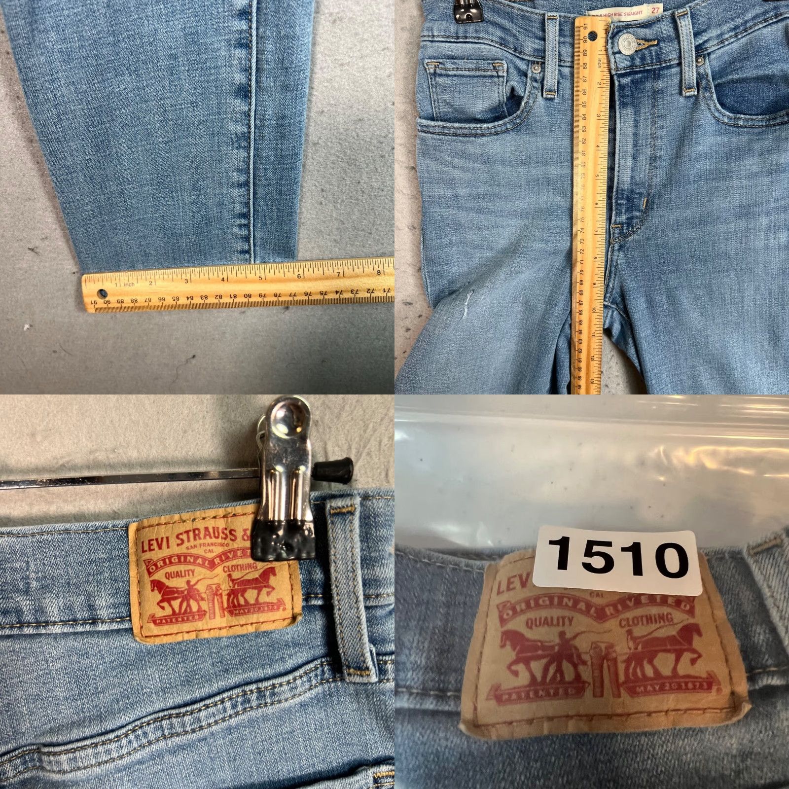 Levi's Levi's Women's High Rise Straight Jeans 27 Light Blue Distressed Denim Size 27" / US 4 / IT 40 - 8 Thumbnail