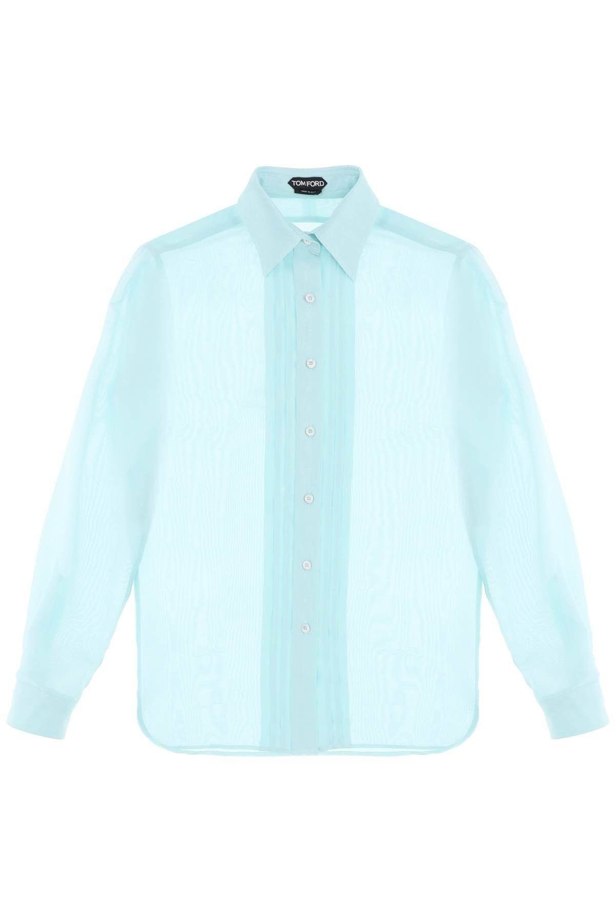 Tom Ford o1w1db10525 CA3254 Plastron Silk Shirt in Light Blue Size M / US 6-8 / IT 42-44 - 1 Thumbnail