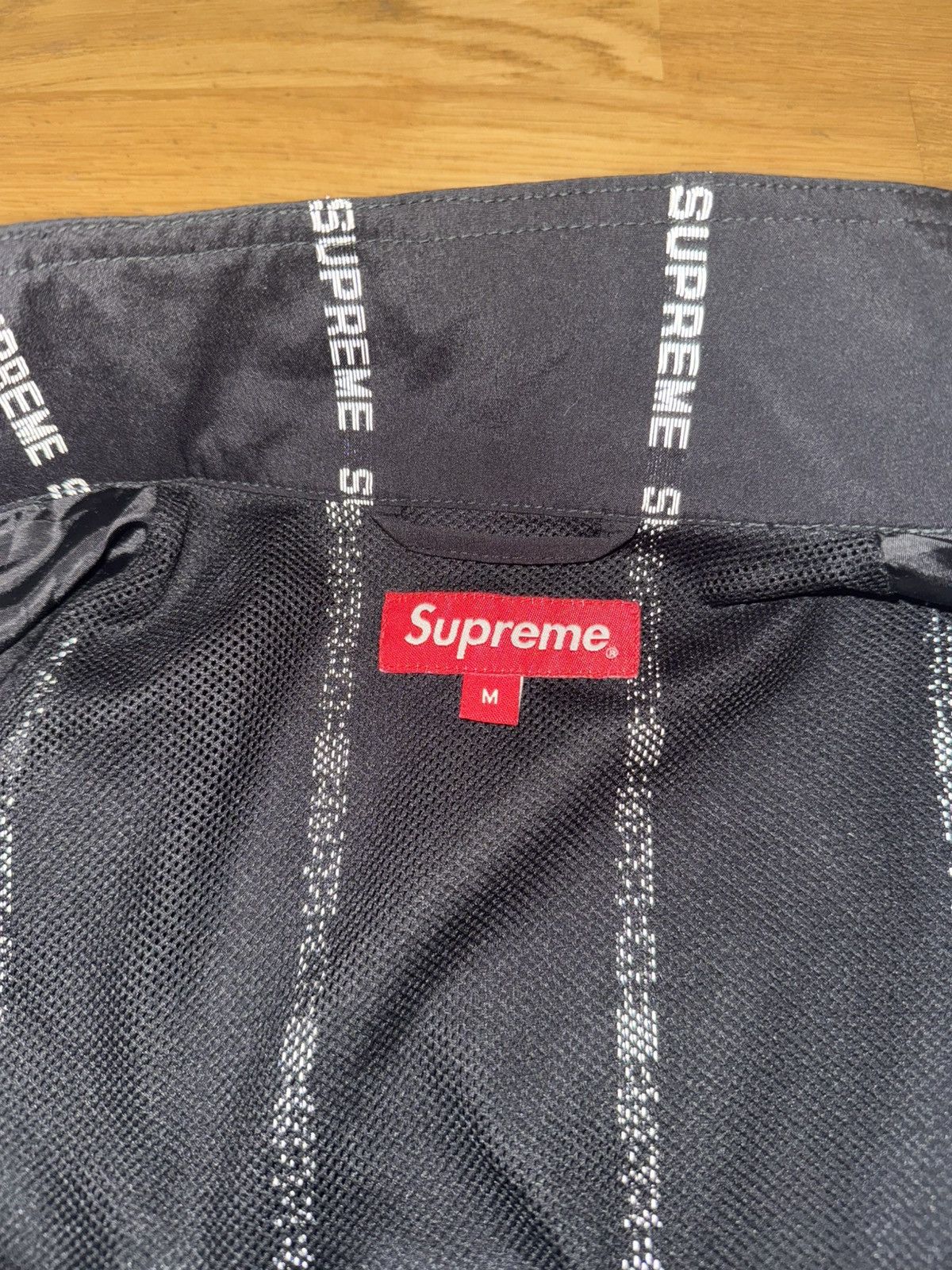Supreme Supreme Reflective Text Track Jacket - Black Size Medium Size US M / EU 48-50 / 2 - 4 Thumbnail