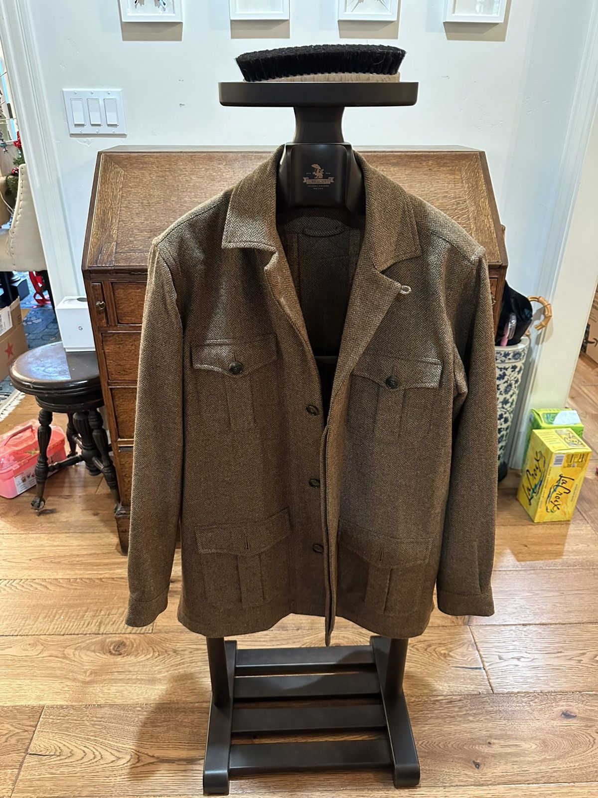 image of The Armoury Wool Safari Jacket X Ascot Chang in Brown, Men's (Size Large)