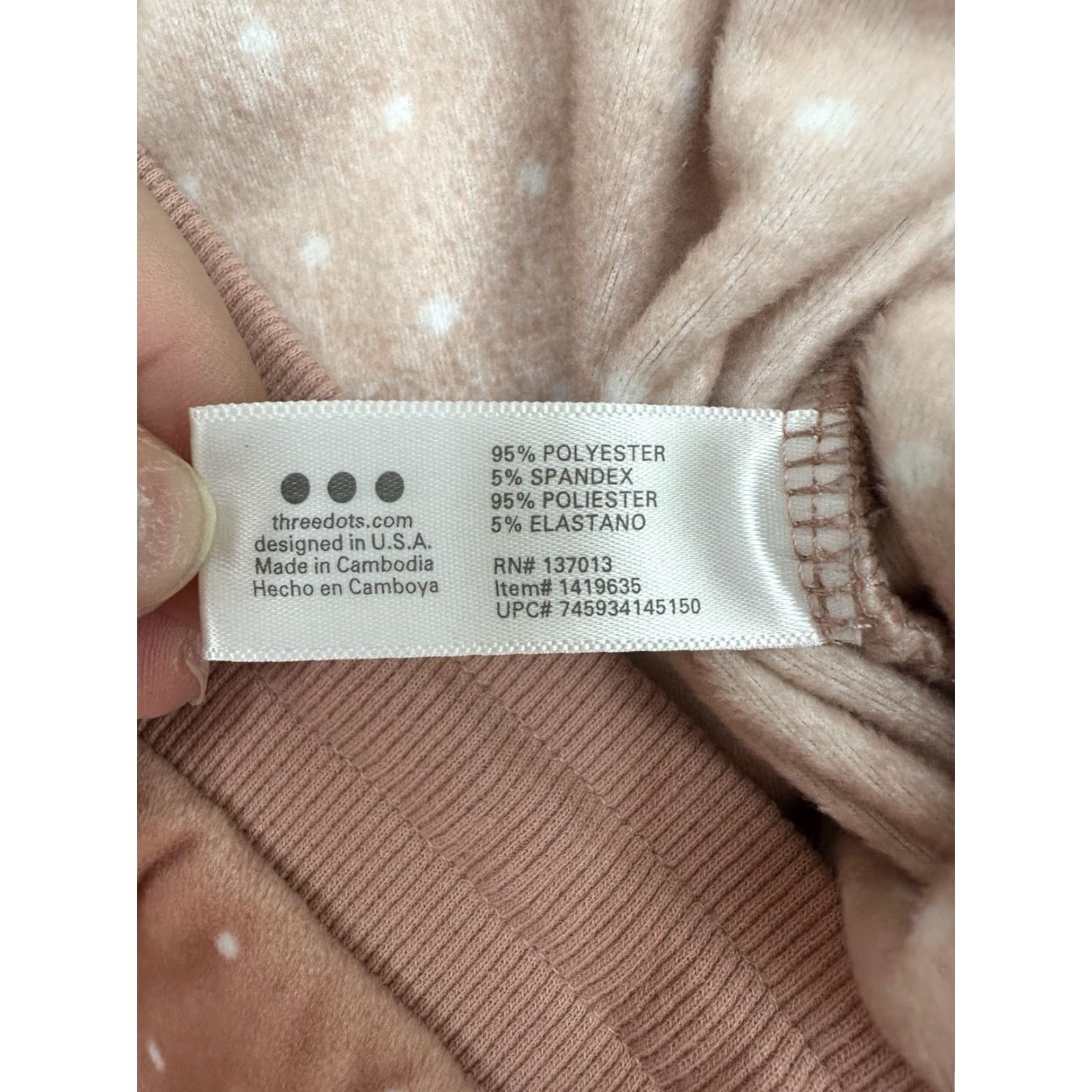 Pinko Three Dots Womens Sweatpants Large Pink Polka Dot Drawstring Fuzzy Size 36" / US 14 / IT 50 - 4 Thumbnail