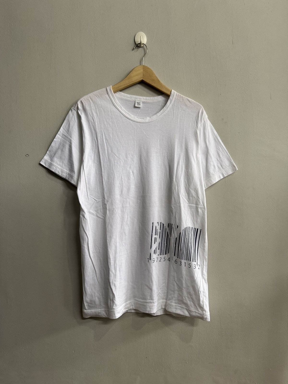 YOHJI YAMAMOTO BARCODE MOTIF WHITE T SHIRT