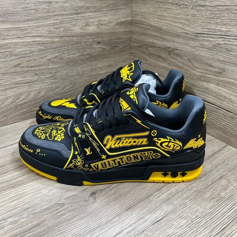 Louis Vuitton Louis Vuitton Trainer Low-top Sneaker Black Yellow -2508 Size US 8 / EU 41 - 1 Thumbnail
