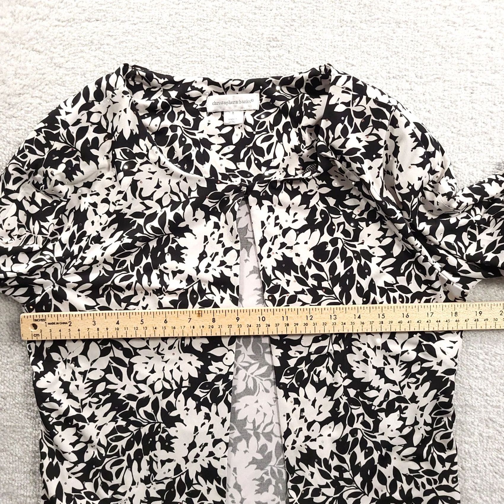 Vintage Christopher & Banks Top Womens 8 Lightweight Floral Open Front Cardigan Size Size M / US 6-8 / IT 42-44 - 2 Thumbnail