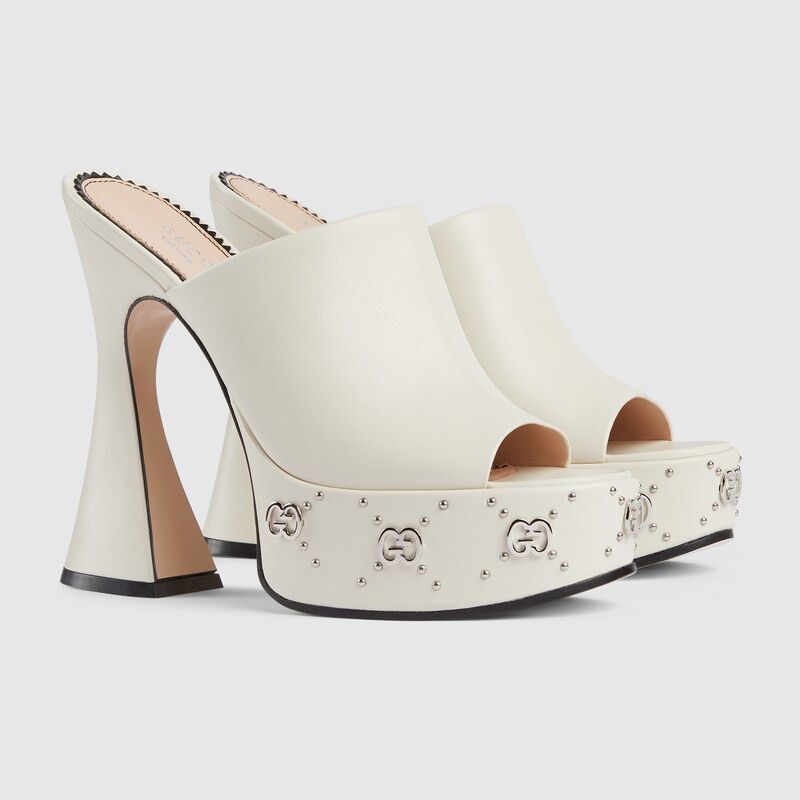 Gucci o1s1wg110125 Platform Slides Sandals in Off White Size US 8 / IT 38 - 2 Thumbnail