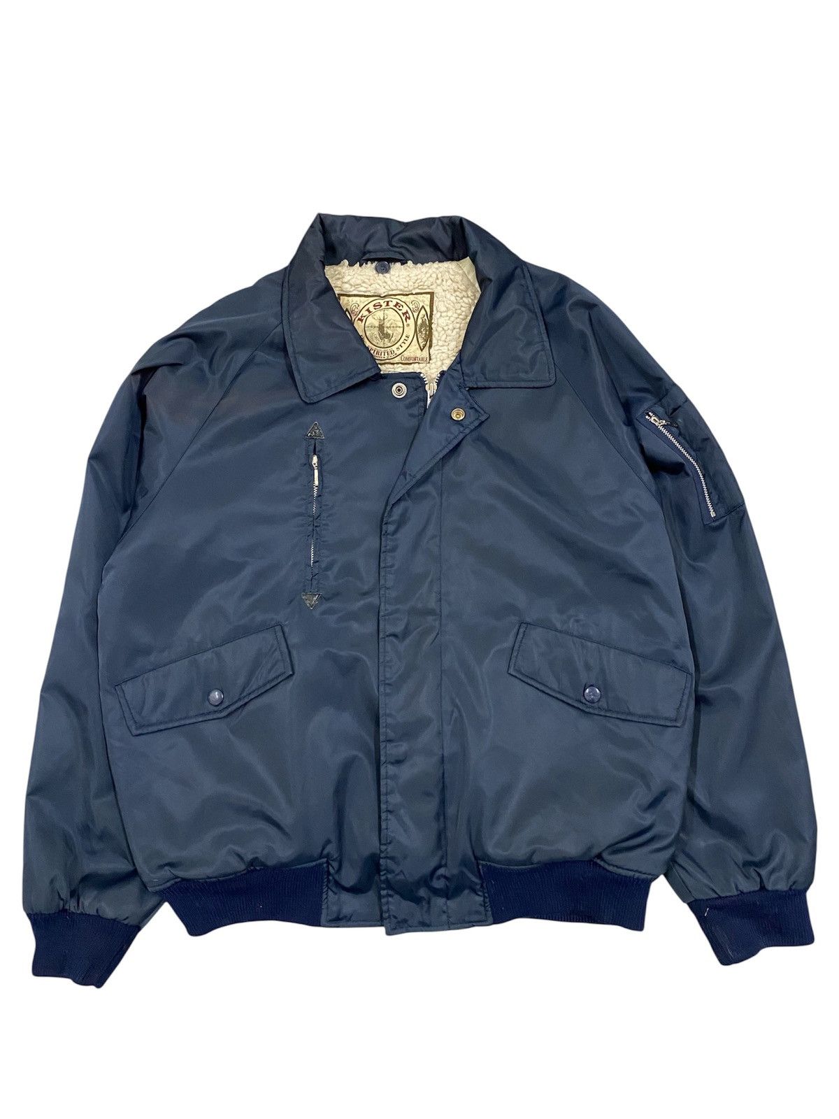 Vintage Vtg Kister Winter Wear Bomber Jacket Blue Size US L / EU 52-54 / 3 - 1 Thumbnail