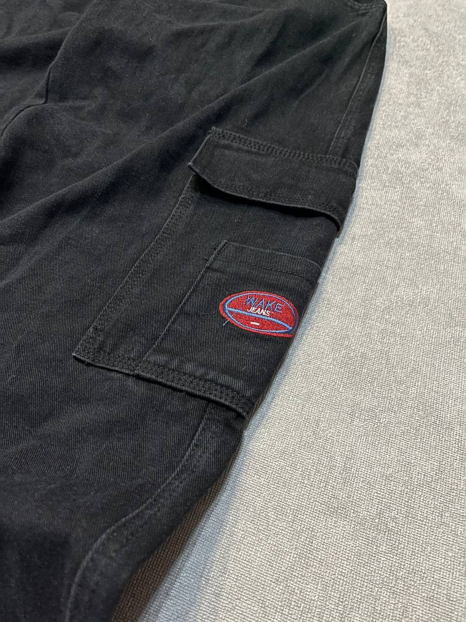 Other Wake Cargo Jeans Denim Black Logo Washed Rap Size US 28 / EU 44 - 3 Thumbnail