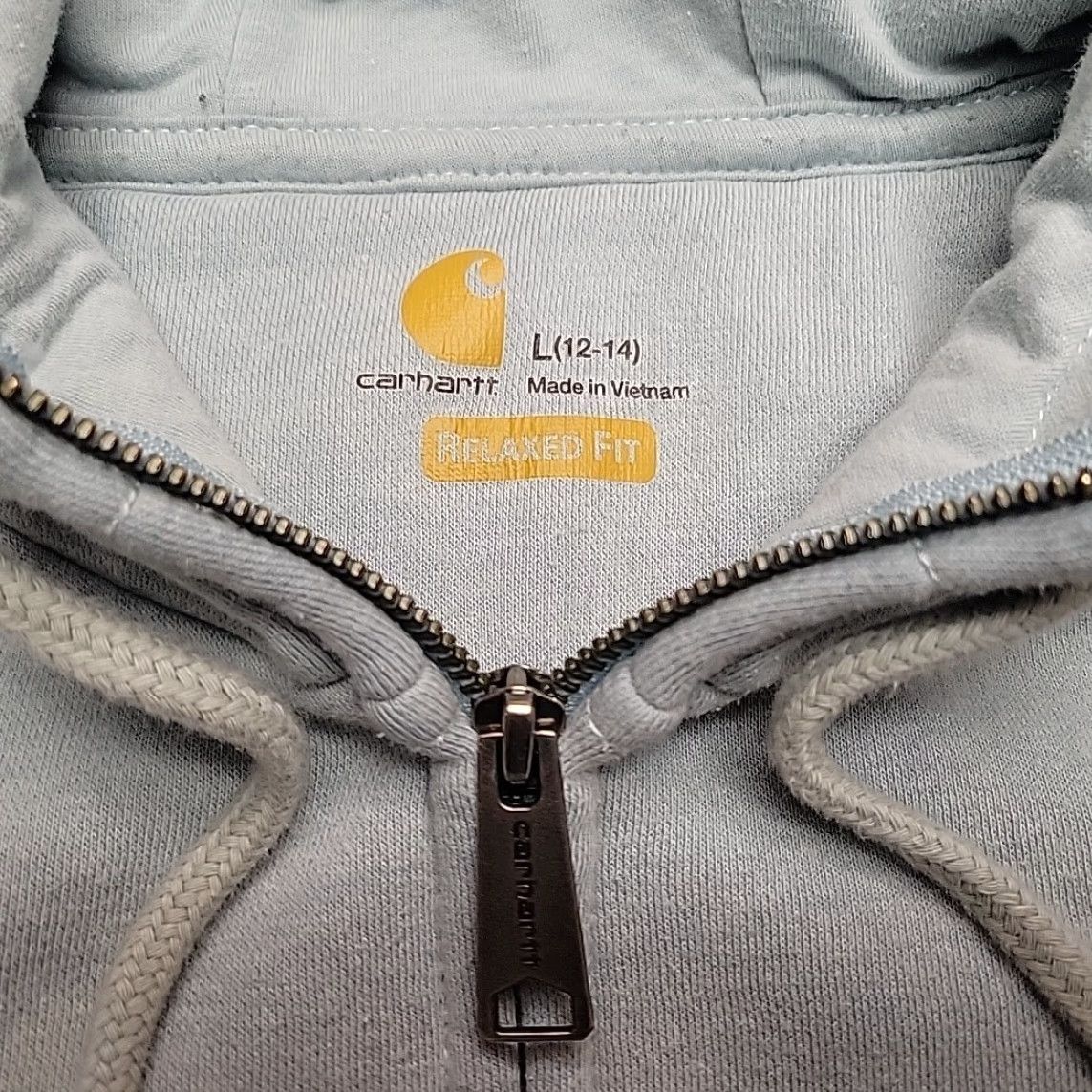 Carhartt VINTAGE Carhartt Hoodie Womens L Blue 12 14 Heavyweight Hooded Sweatshirt Work 102788 Size L / US 10 / IT 46 - 4 Thumbnail