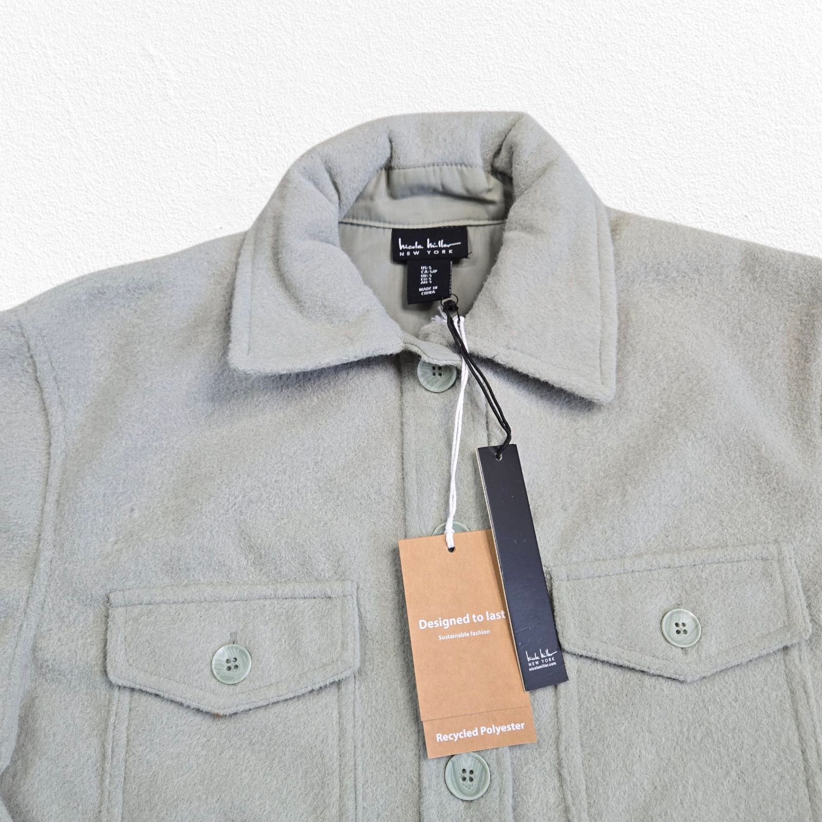 Nicole Miller Nicole Miller Sage Green Brushed Knit Shacket Size Small Size S / US 4 / IT 40 - 6 Thumbnail