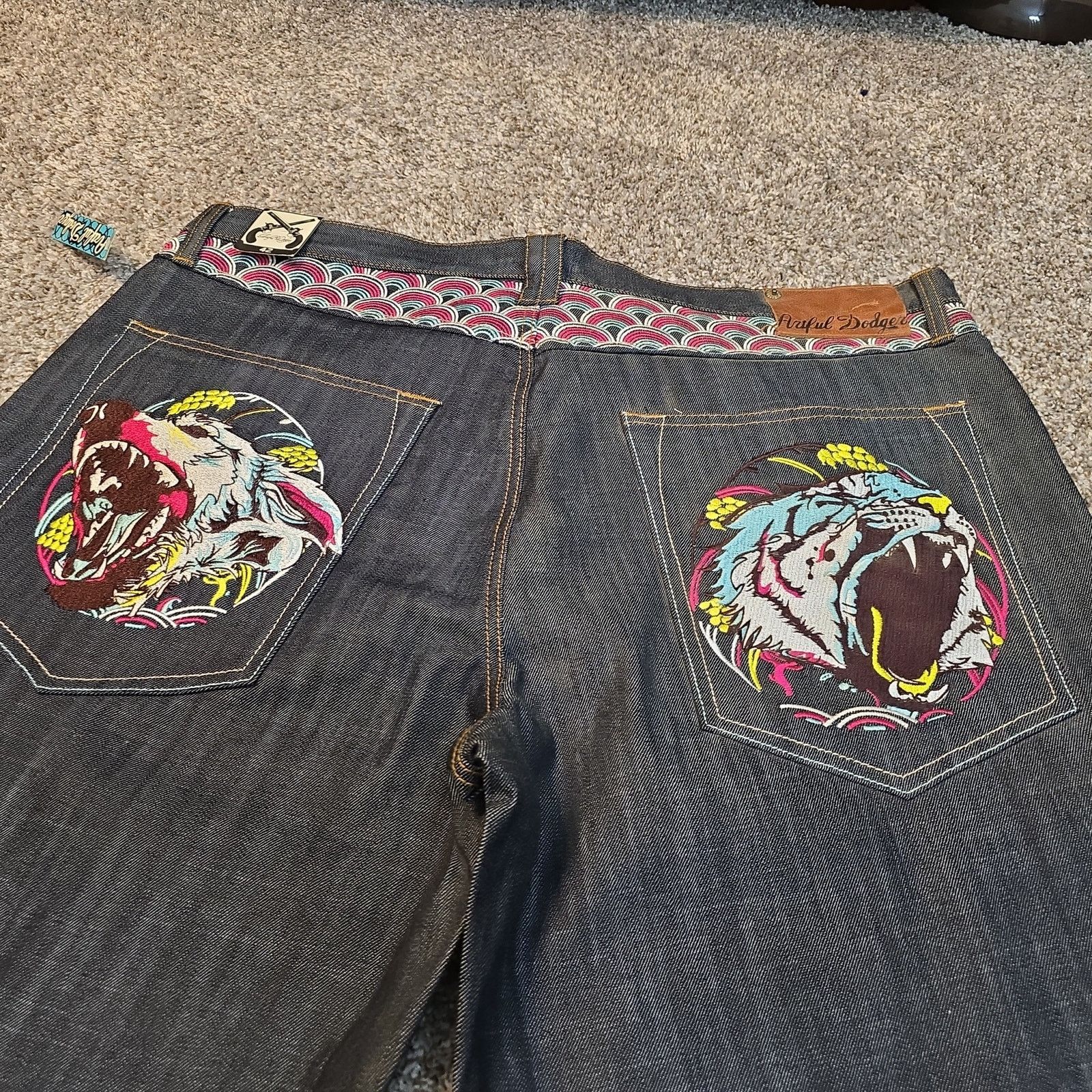 Artful Dodger NWT Y2K Vtg Artful Dodger Pastel Tiger Embroidered Jeans 42 Size US 42 / EU 58 - 2 Thumbnail