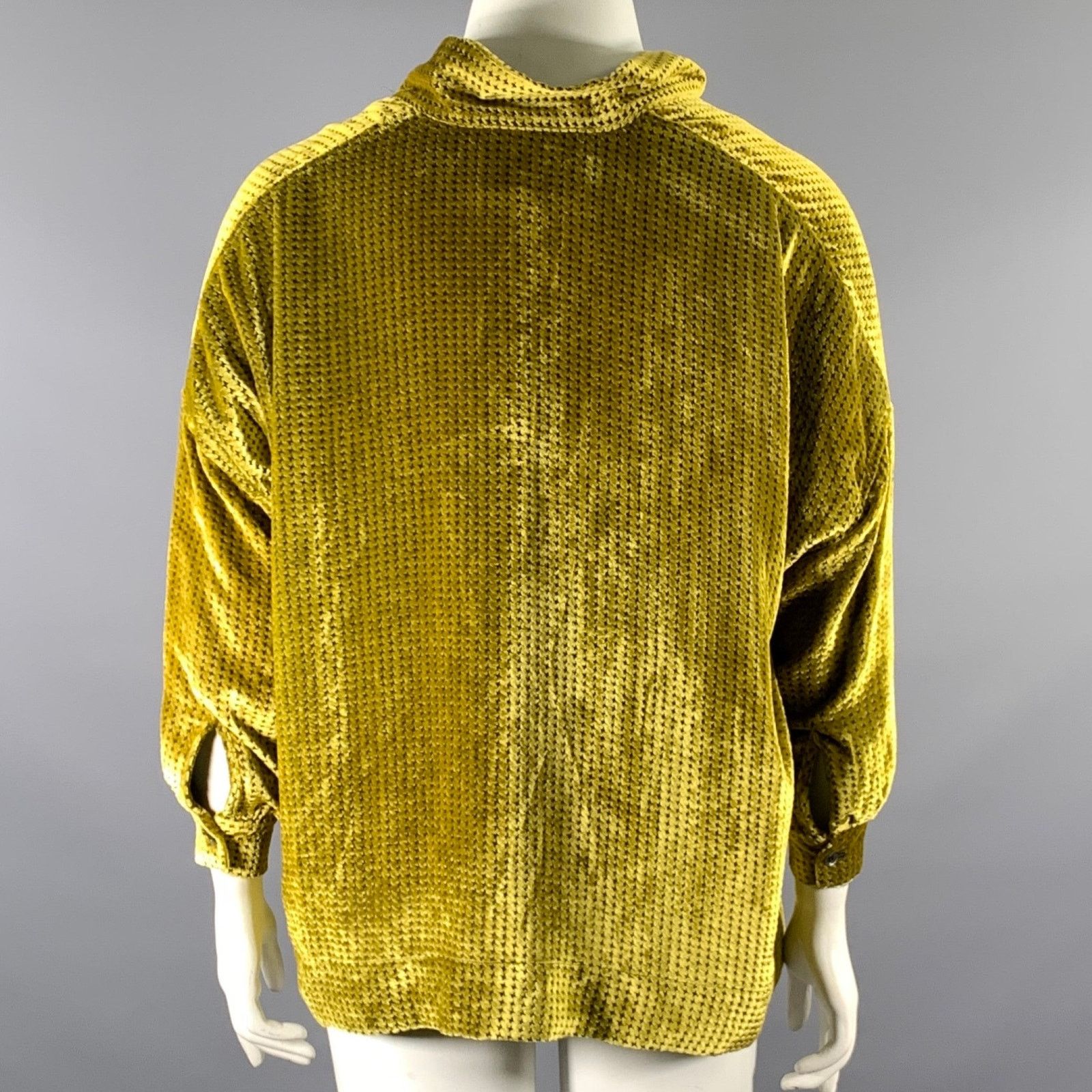 Libertine LIBERTINE M Gold Chartreuse Silk Blend Houndstooth Tunic Size M / US 6-8 / IT 42-44 - 4 Thumbnail