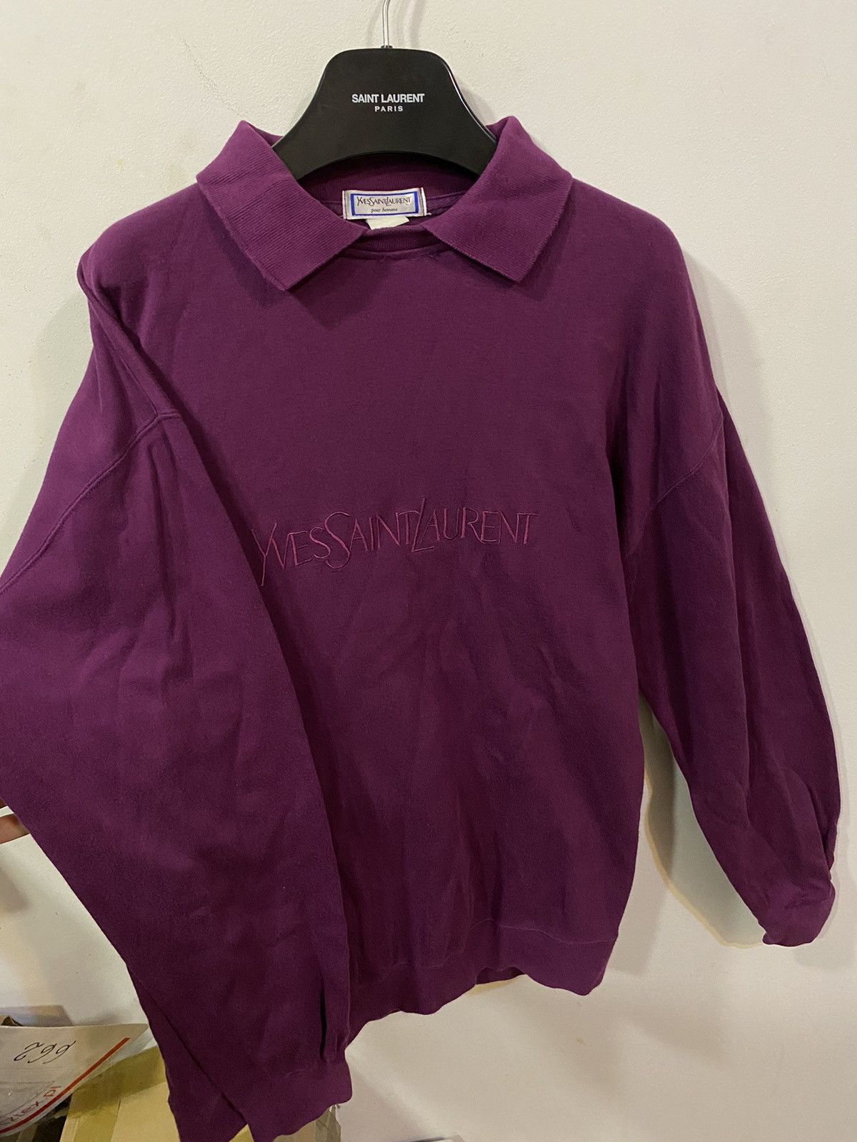 Yves Saint Laurent Magenta 90’s YSL Sweatshirt Big Logo Size US L / EU 52-54 / 3 - 13 Thumbnail