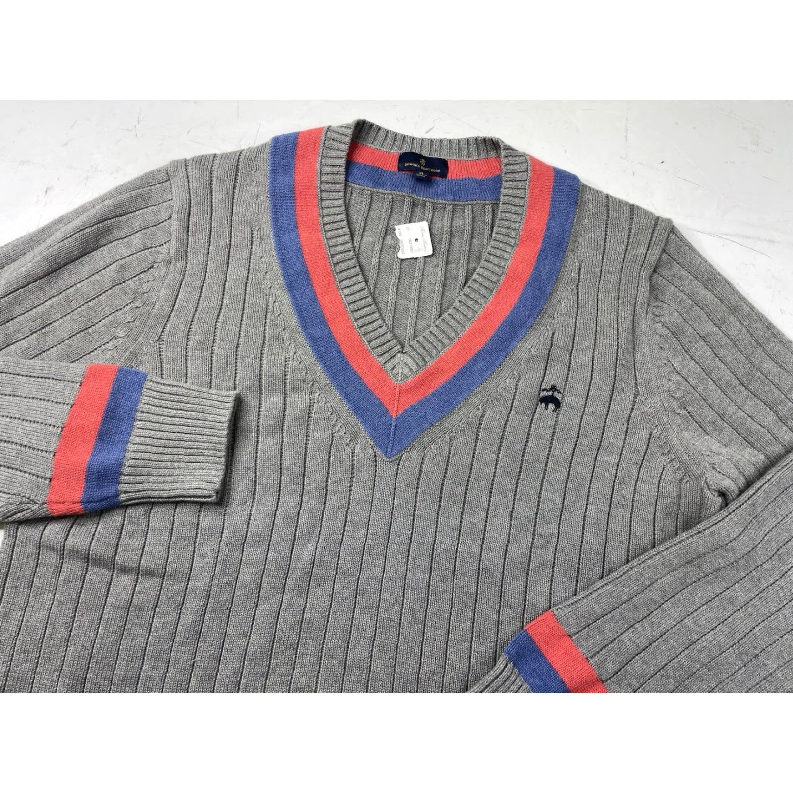 Brooks Brothers Brooks Brothers Tennis Sweater Pullover Gray Cotton Size XL Knit NWT Men Size US XL / EU 56 / 4 - 2 Thumbnail