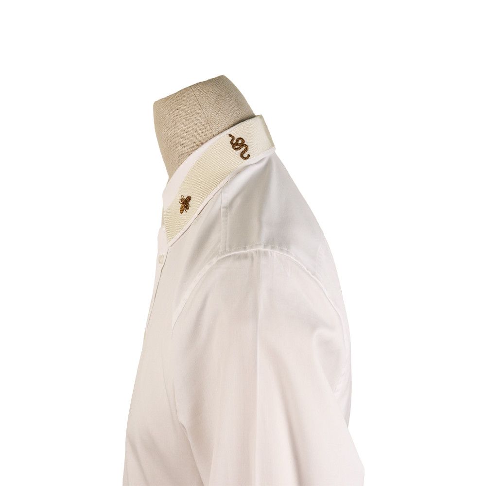 Gucci Gucci Ivory Cotton Shirt with Gold Bee & Snake Embroidery Size US M / EU 48-50 / 2 - 6 Thumbnail