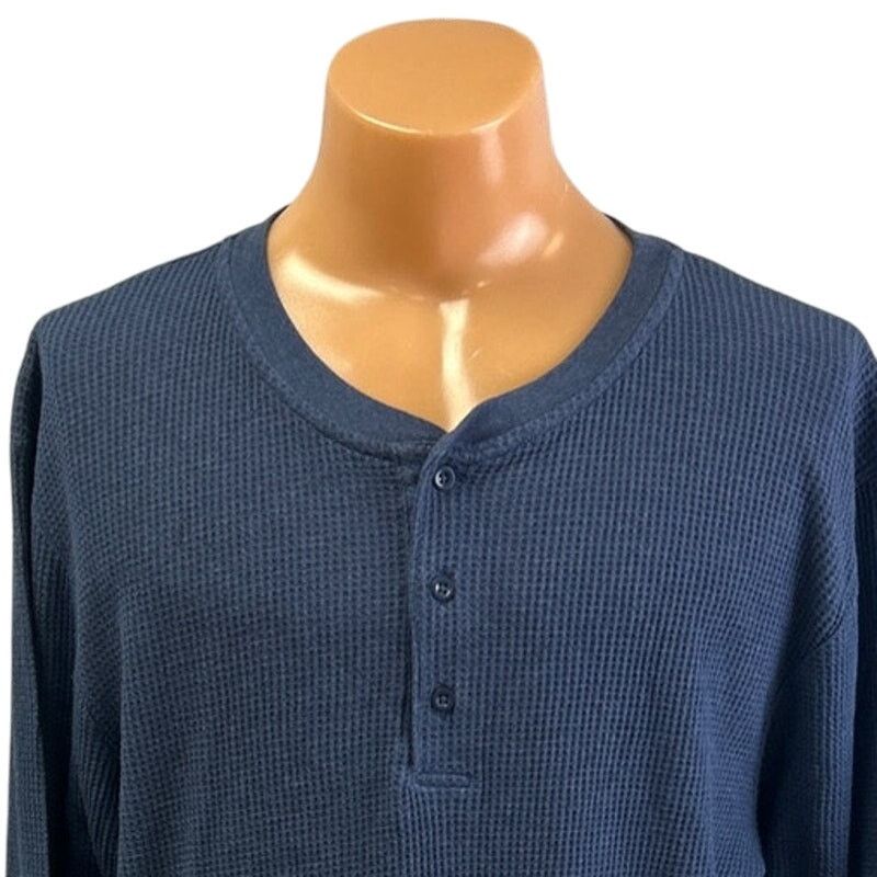 Joe Boxer Joe Boxer Mens 3XL Blue Waffled Long Sleeve Henley Shirt Size US XXL / EU 58 / 5 - 2 Thumbnail