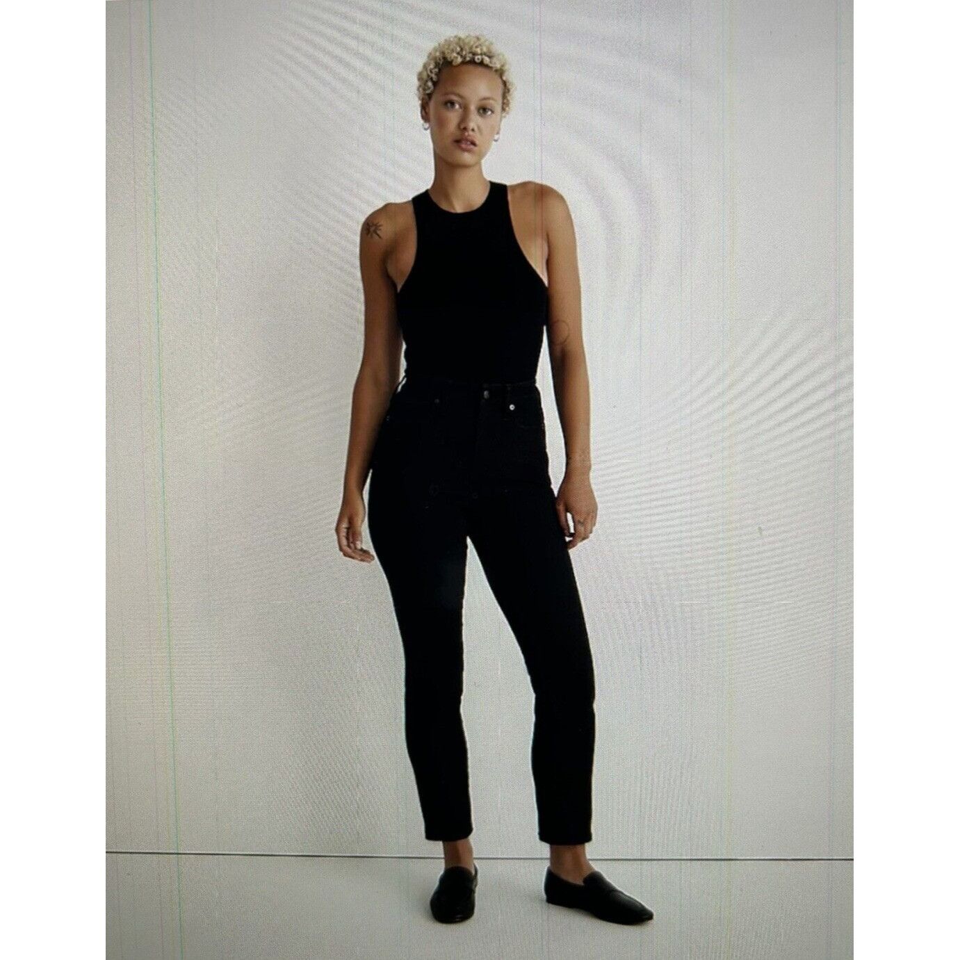 Madewell Stovepipe Jeans Mid-Rise Stretch in Black Rinse Siz