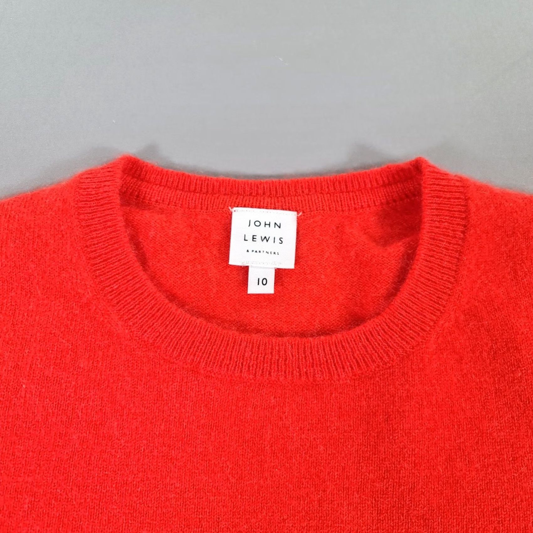 Vintage John Lewis Jumper 10 UK Coral Red 100% Cashmere Knit Pullover Womens Size L / US 10 / IT 46 - 2 Thumbnail