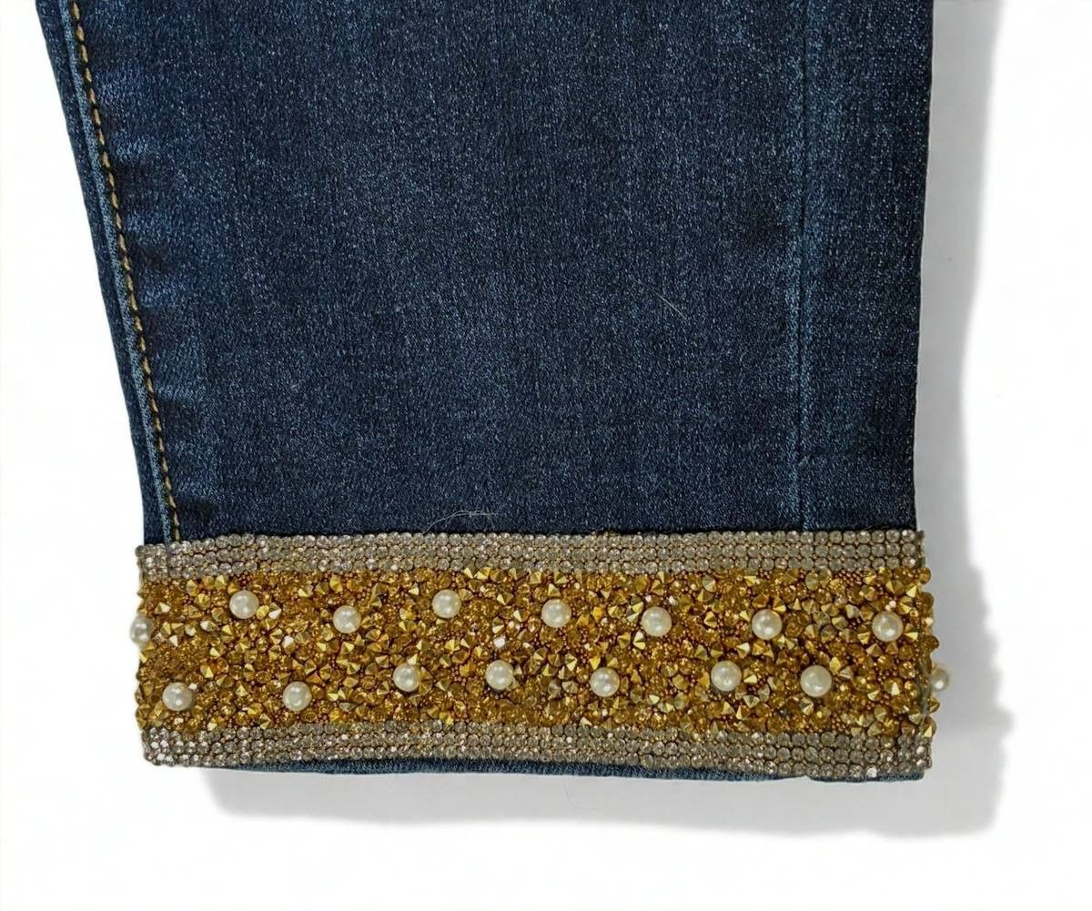 Venus Venus Skinny Jeans Embellished Rhinestone Cuff Stretch Sz 4 Size 27" / US 4 / IT 40 - 6 Thumbnail