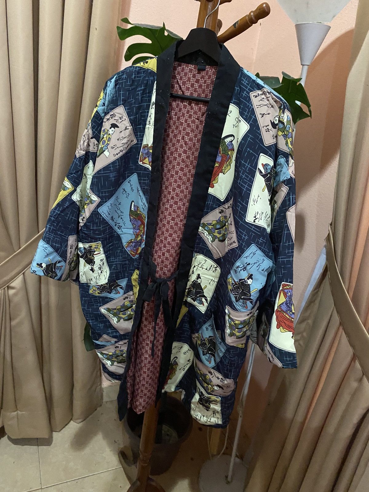 Japanese Brand VINTAGE HANTEN SAMURAI PRINT KIMONO CLASSIC DESIGN Size US M / EU 48-50 / 2 - 3 Thumbnail