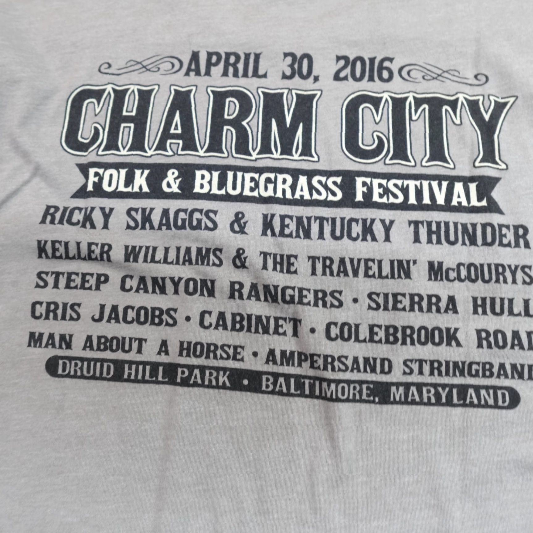 Doublet VINTAGE Baltimore Bluegrass Festival T-shirt L Gray Double-Sided 2016 Ricky Skaggs Men Short Sleeve Crew Neck Cotton Jersey Graphic Print Shirt Size US L / EU 52-54 / 3 - 8 Thumbnail