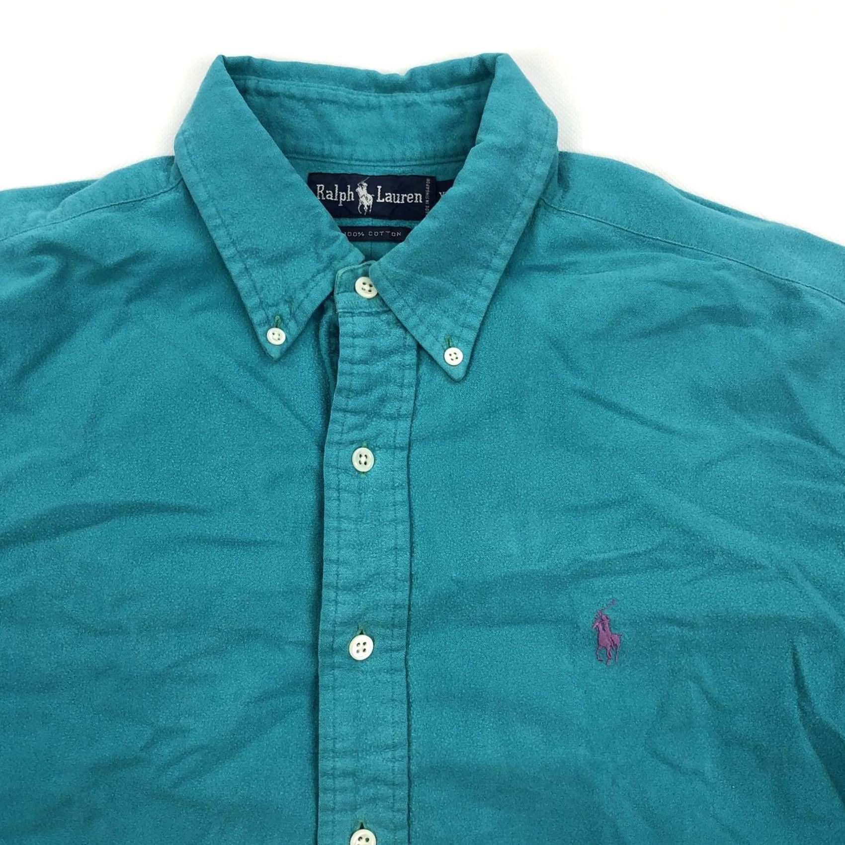 Ralph Lauren Ralph Lauren Men's XL Button-Down Shirt Teal Long Sleeve Pony Chamios Flannel Embroidered Logo Polo Pony Size US XL / EU 56 / 4 - 3 Thumbnail