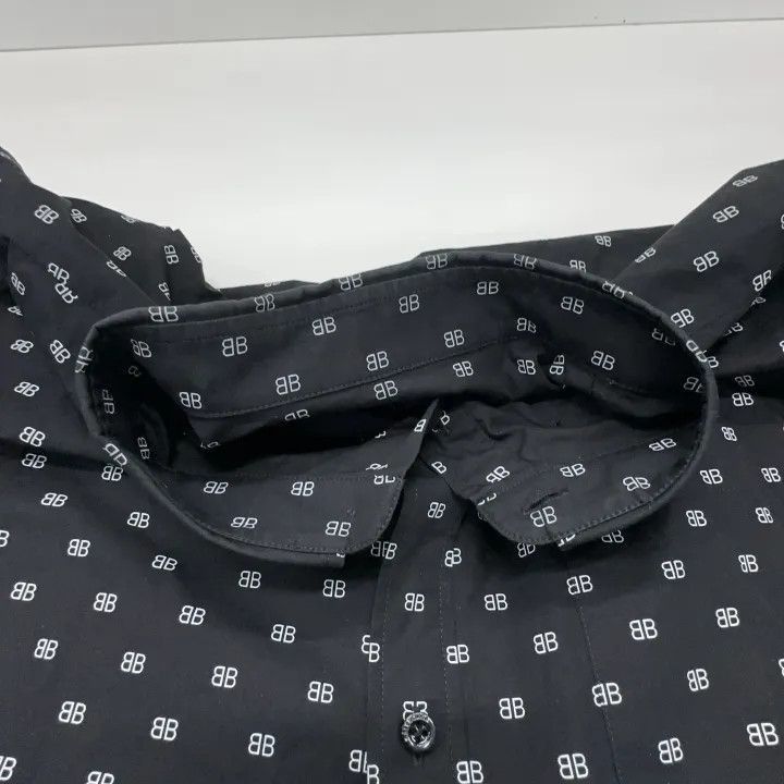 Balenciaga Balenciaga Balenciaga Black Logo Print Long Sleeve Shirt - Size US M / EU 48-50 / 2 - 7 Thumbnail
