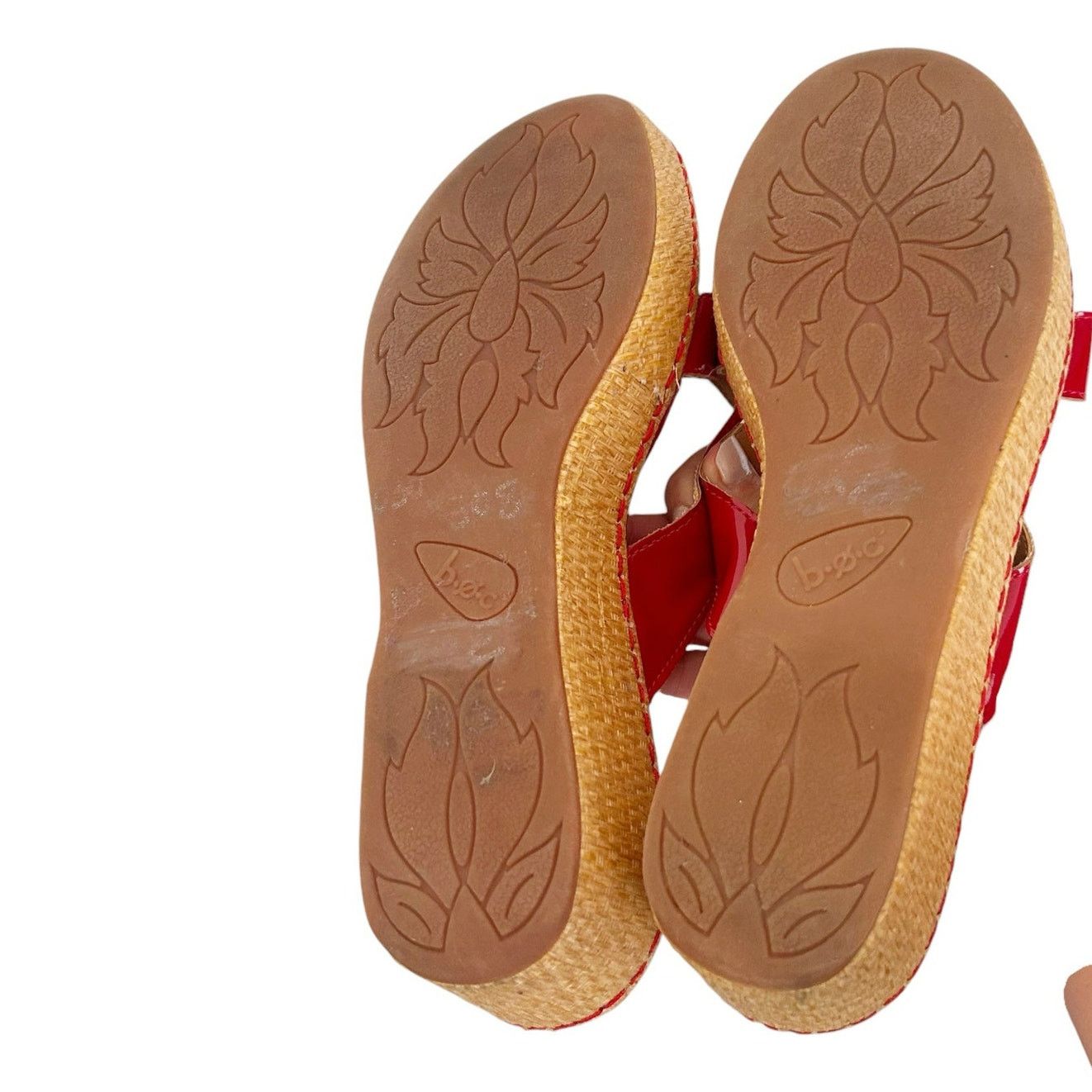Boc BOC Red Patent Leather Cork Wedge Sandals Sz 10 Size US 10 / IT 40 - 8 Thumbnail