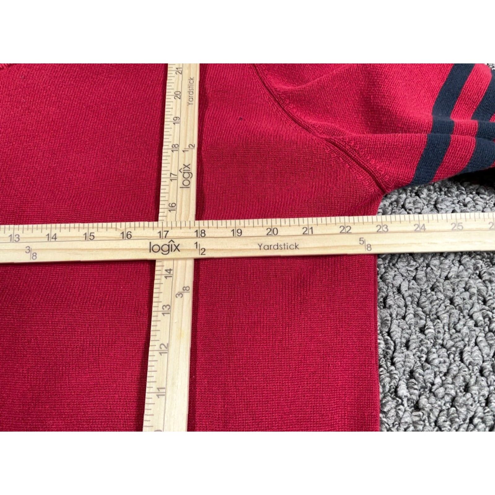 Vintage VINTAGE Utility Sweater Adult Large Red Y2K Striped Knit V-Neck Pullover Mens 90s Size US L / EU 52-54 / 3 - 7 Thumbnail