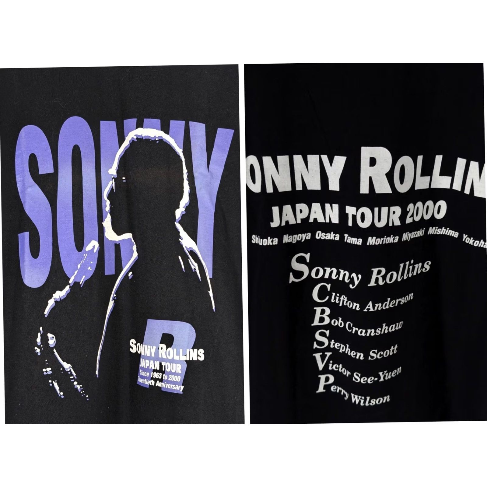 Sony VINTAGE Sonny Rollins Japan Tour Concert Shirt Jazz Saxophone Black XL NOS Unisex Shirt 1990s Size US XL / EU 56 / 4 - 4 Thumbnail