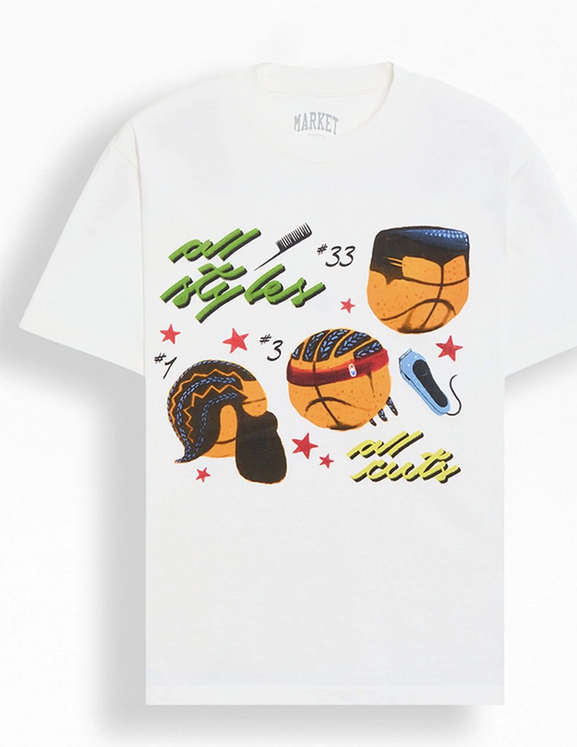 Market Market Studios Classic Cuts Tee White Graphic Print Mens Size US S / EU 44-46 / 1 - 1 Thumbnail