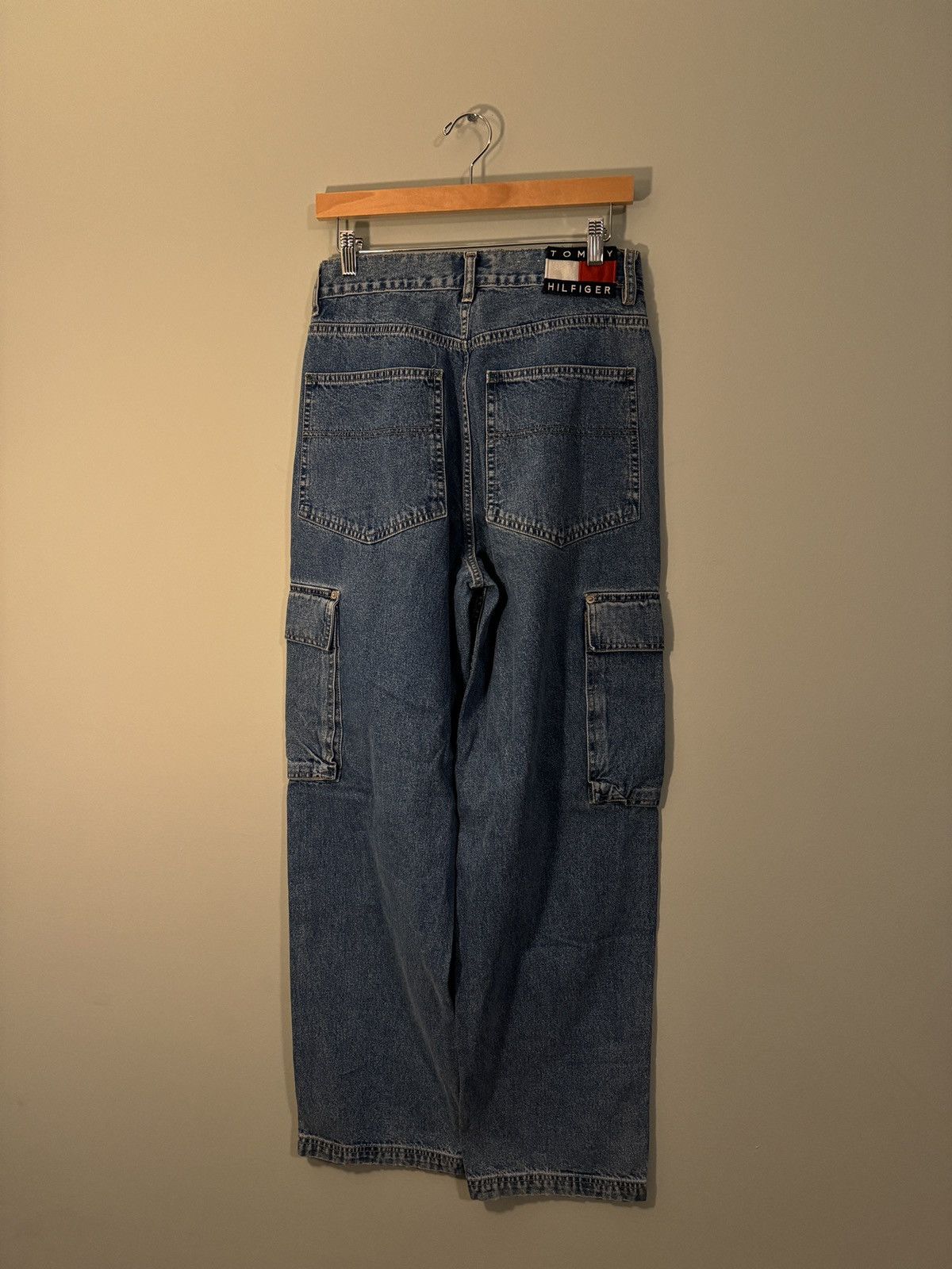 Tommy Hilfiger Vintage Denim Cargo Pocket Jeans Skater Baggy ERD Grunge Size US 29 - 8 Thumbnail