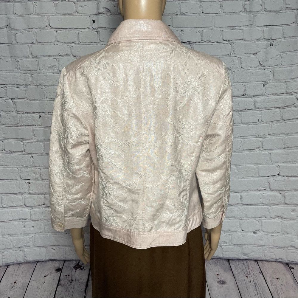 Chicos New Chico's Linen Foil Embroidered Jeans Pink Jacket Size 0 Size S / US 4 / IT 40 - 7 Thumbnail