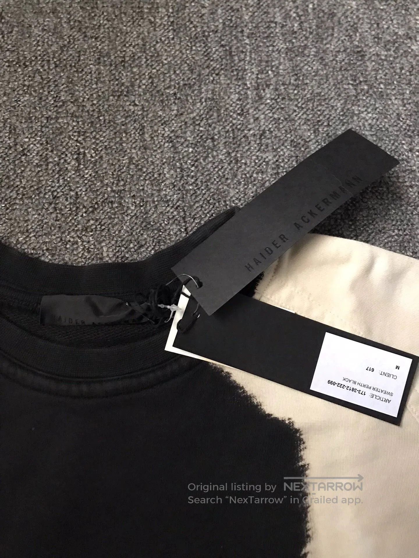 Haider Ackermann Black & Cream Distressed Long Sleeve Sweatshirt. Size US M / EU 48-50 / 2 - 4 Thumbnail