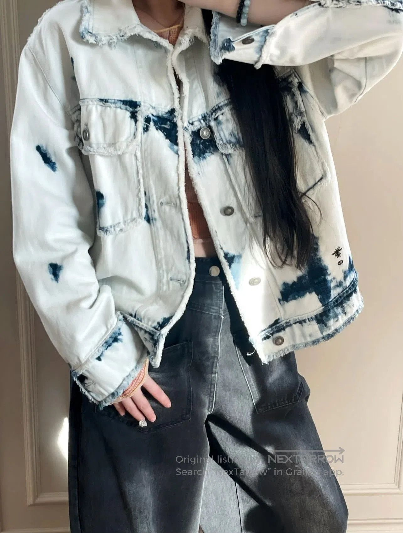 Dior DIOR Embroidered Bee Ice Dye Denim Jacket. Size S / US 4 / IT 40 - 9 Thumbnail