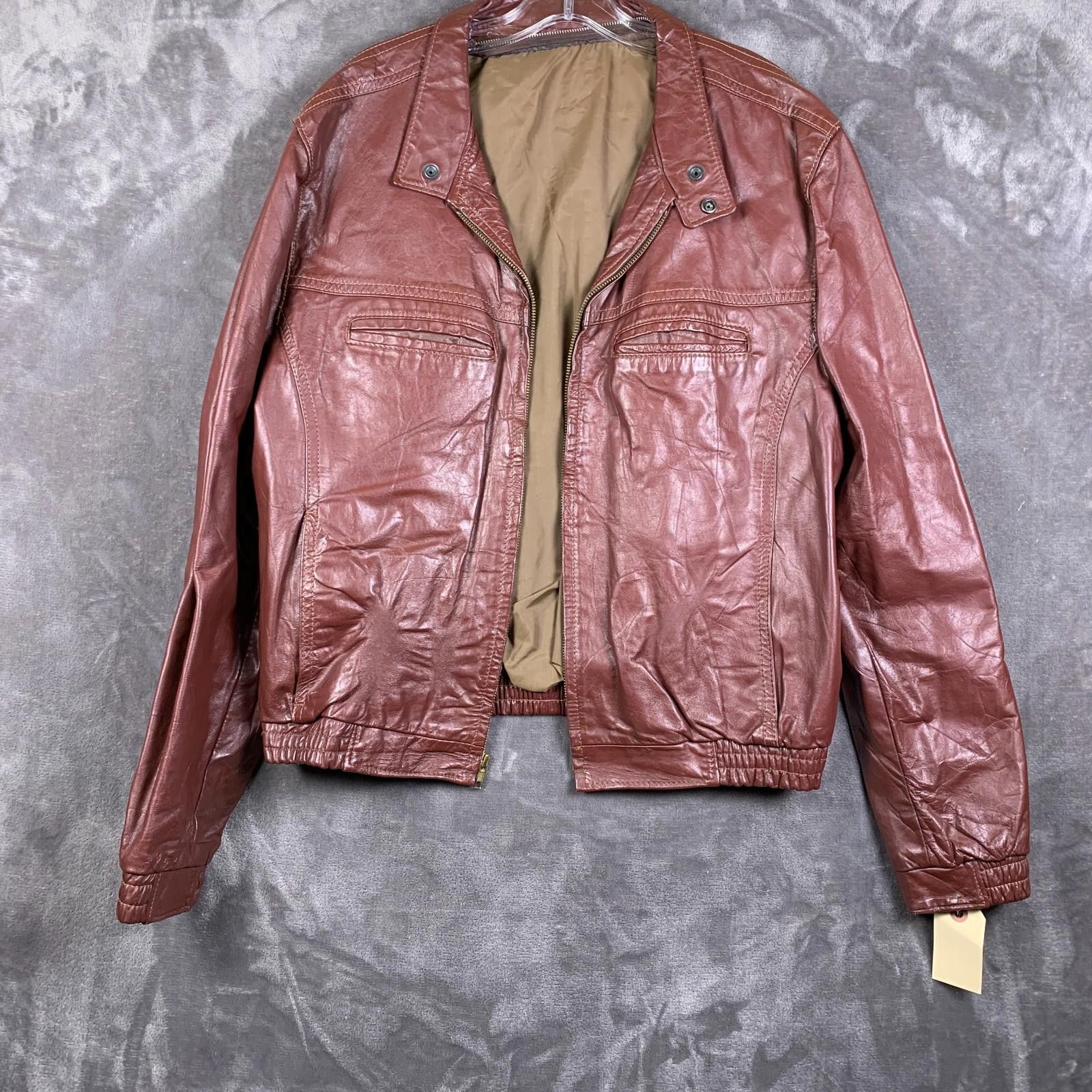 The Unbranded Brand Vintage 80's Classic Leather Jacket Brown Sz. 46R (302) Size US M / EU 48-50 / 2 - 1 Thumbnail