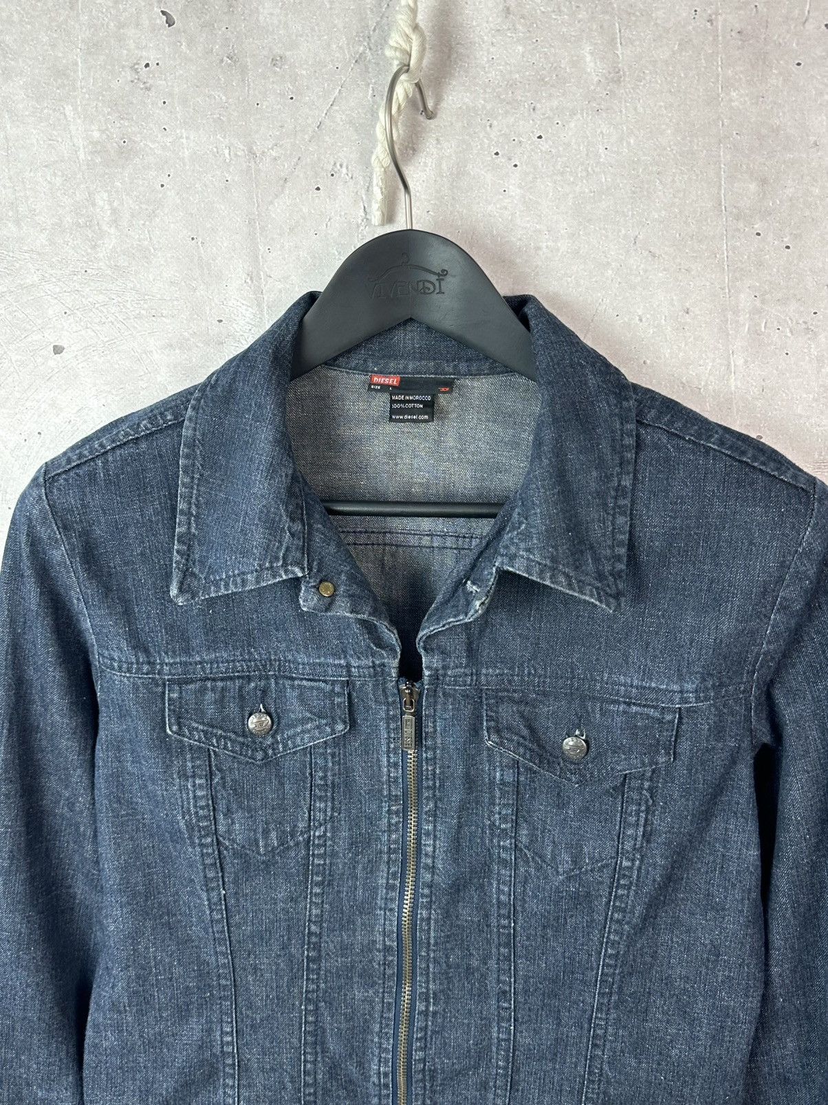 Diesel Vintage Diesel Indigo Thermic Blue Zip Cotton Denim Jacket Size L / US 10 / IT 46 - 7 Thumbnail