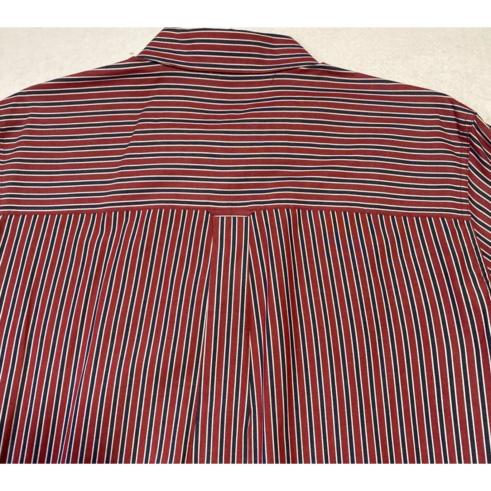 Chaps Chaps Button Shirt Mens XL Red Long Sleeve Striped Cotton Dress Shirt Button-Down Collar Non-Iron Shell Button Regular Fit Size US XL / EU 56 / 4 - 8 Thumbnail